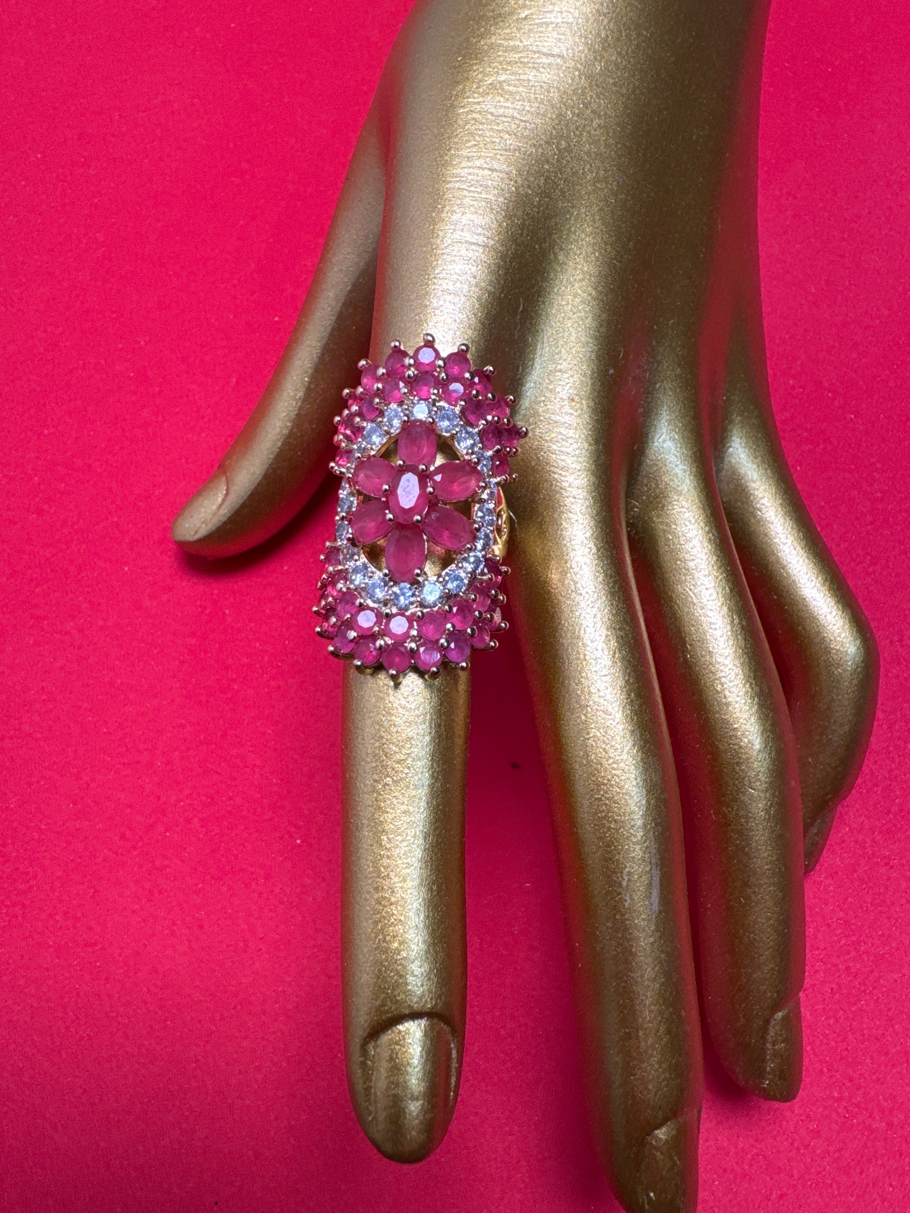 Gold ring with pink