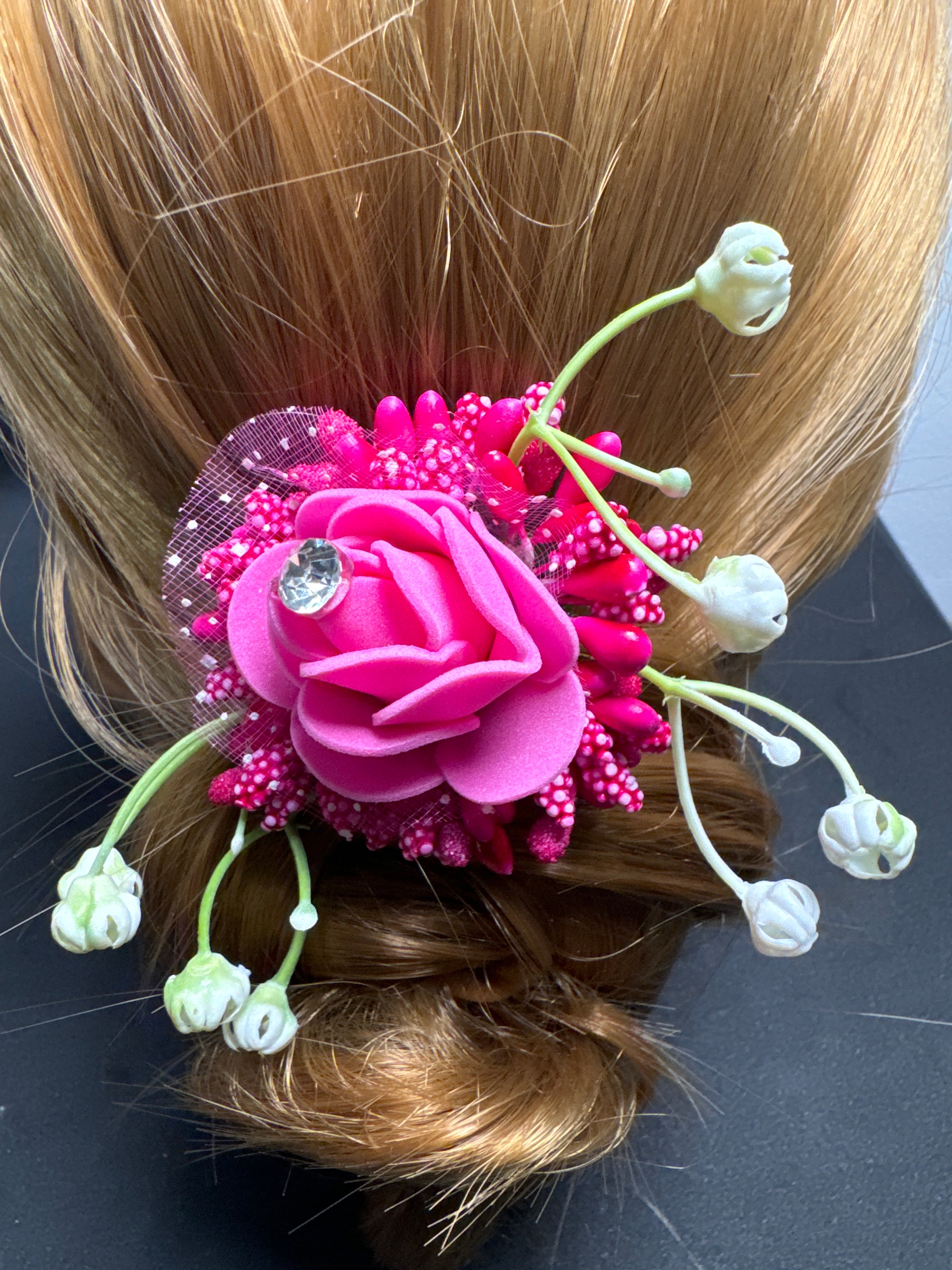 Flower hair pin pink colour