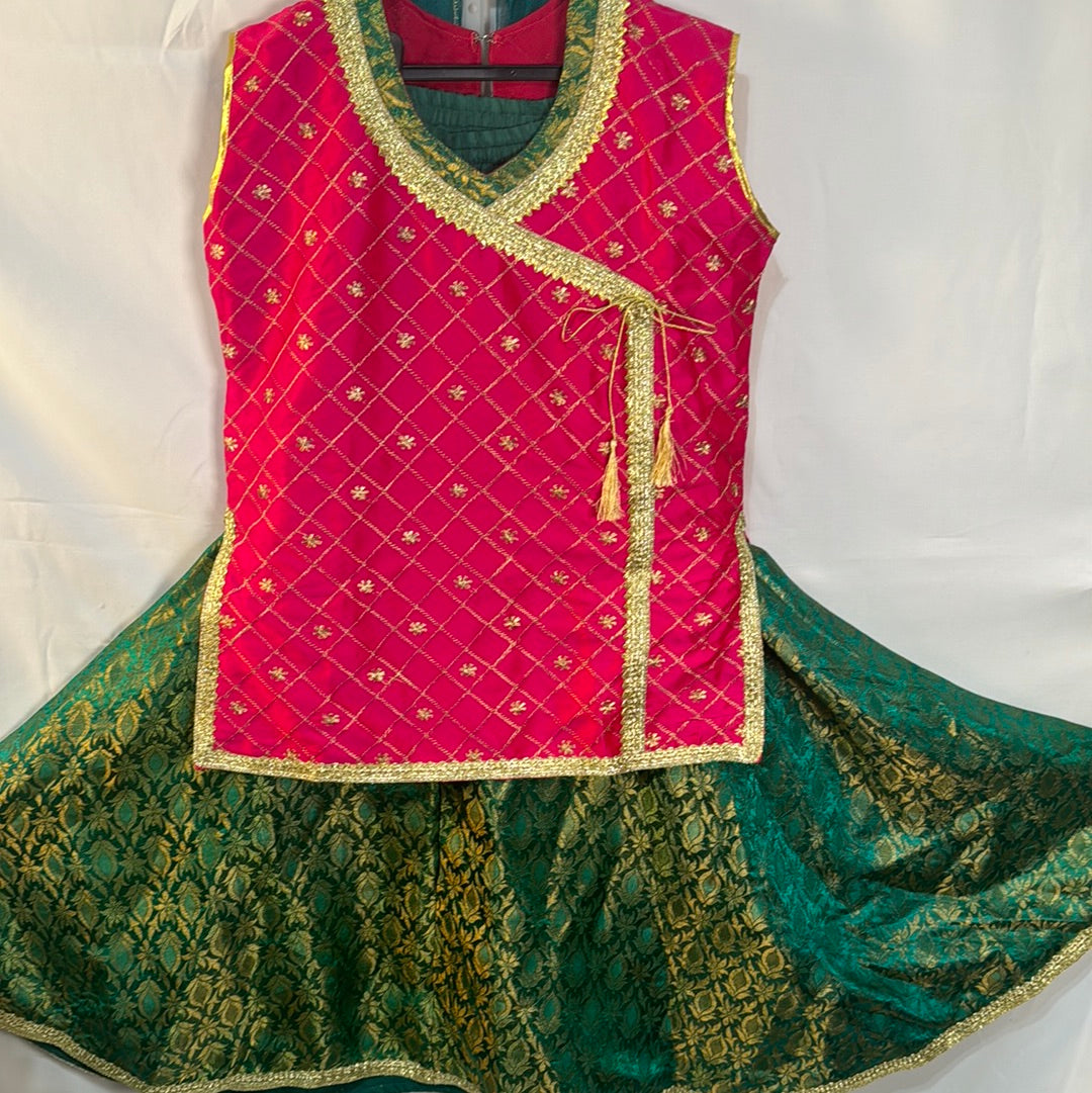 Girls Pakistani shocking with green lengha set  PK20