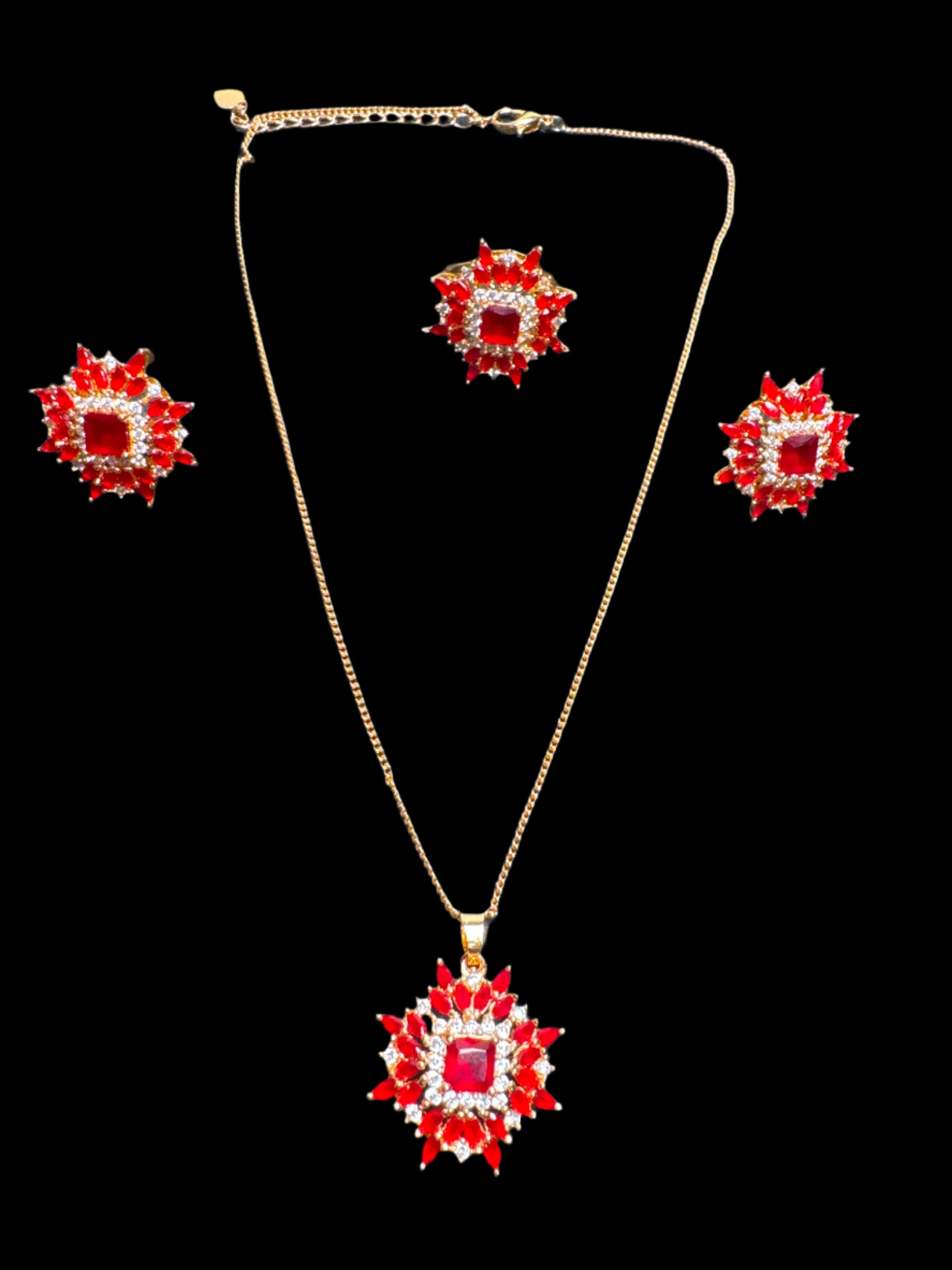 Golden Necklace and earring & Ring set - JS80