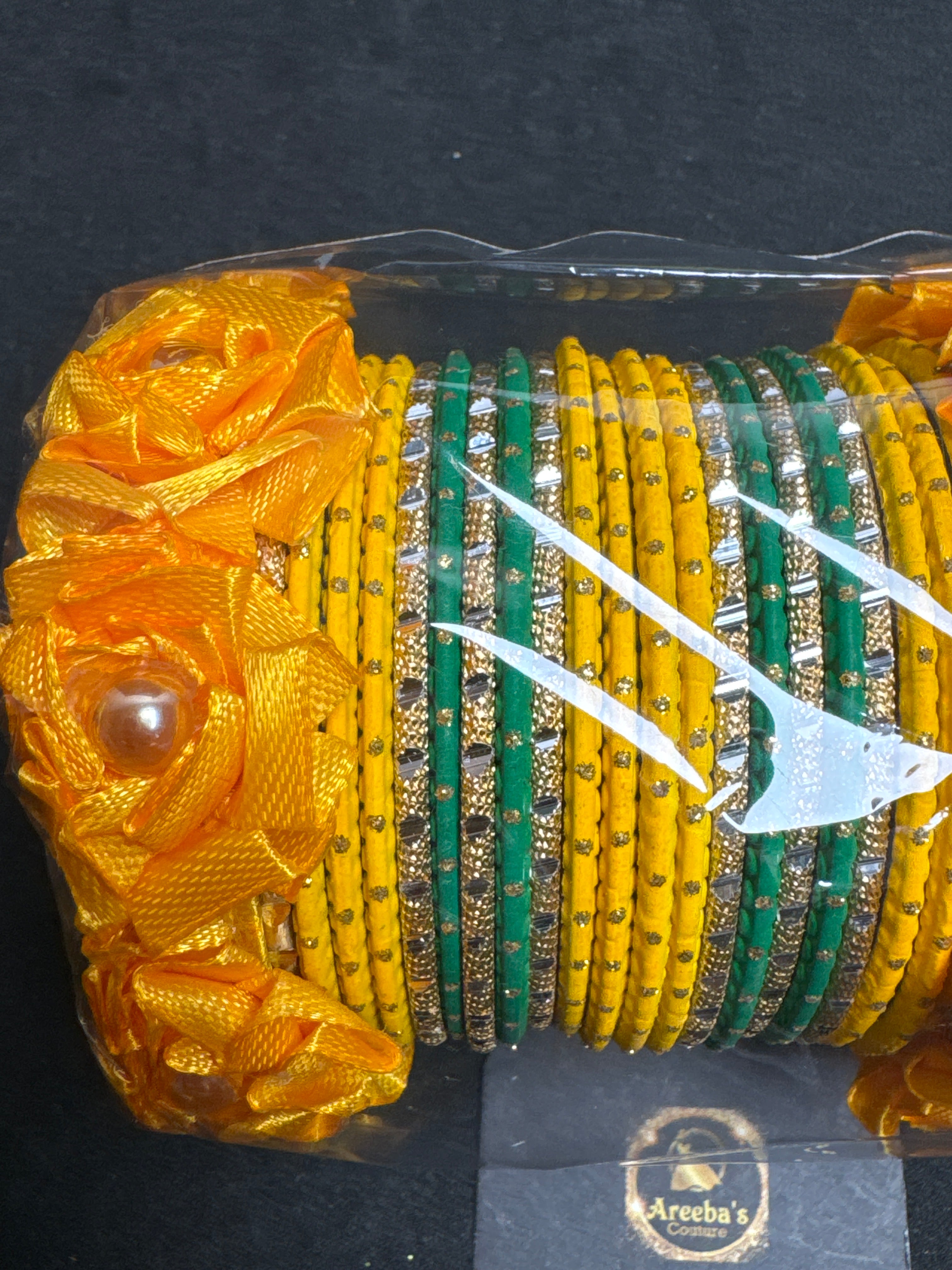 Yellow and green bangles with yellow Kara B9