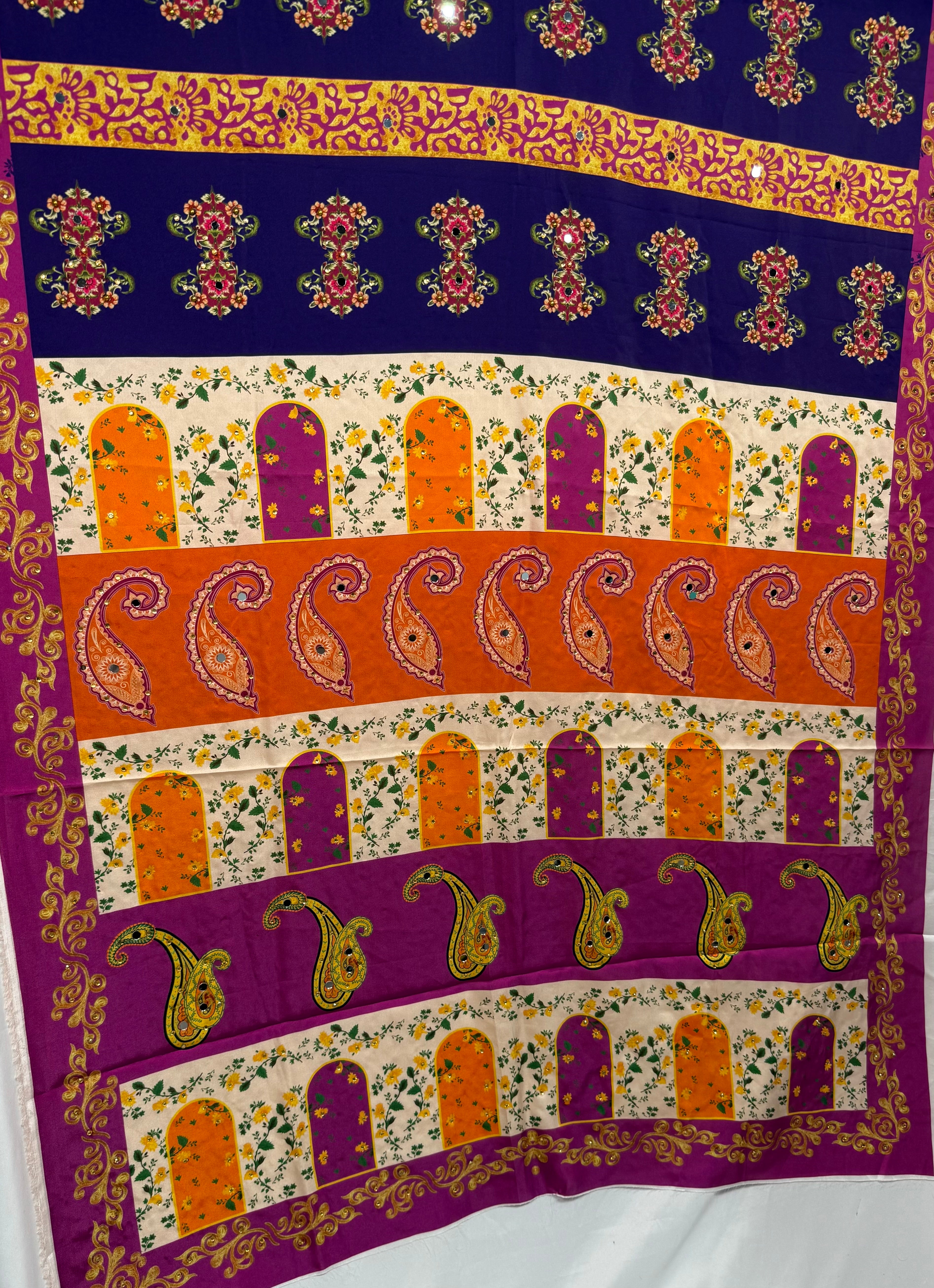 Silk Multi Colour Dupptta Sd22 By Areeba'S Couture
