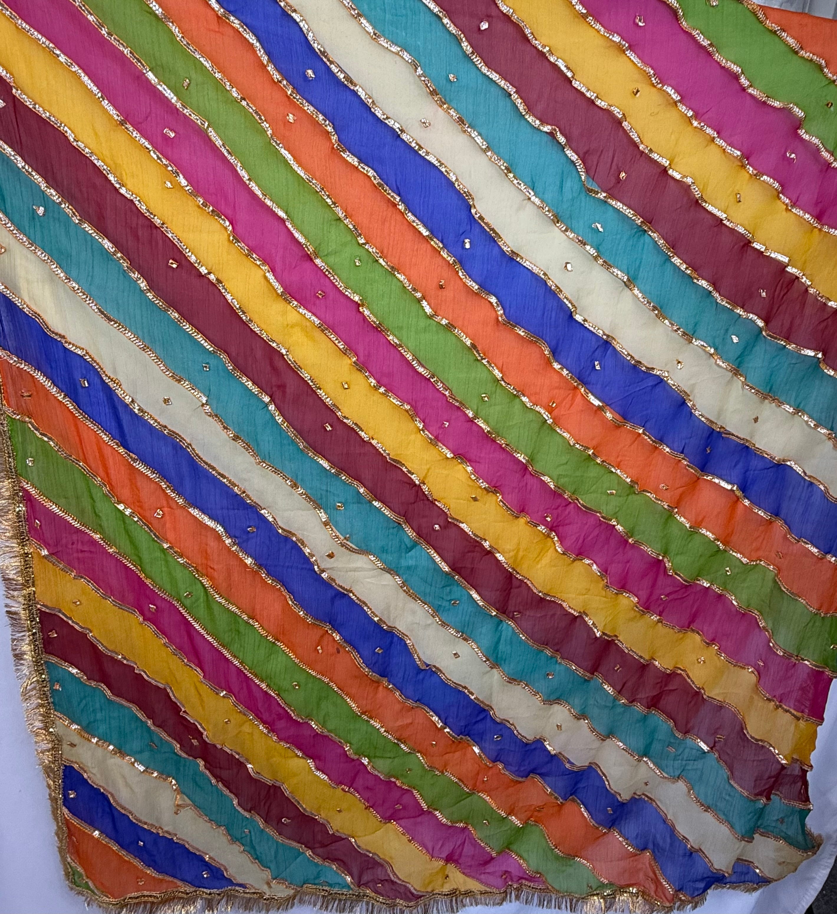 Dupptta Organza Multi Colour With Golden Embroidery Work Dcg-6