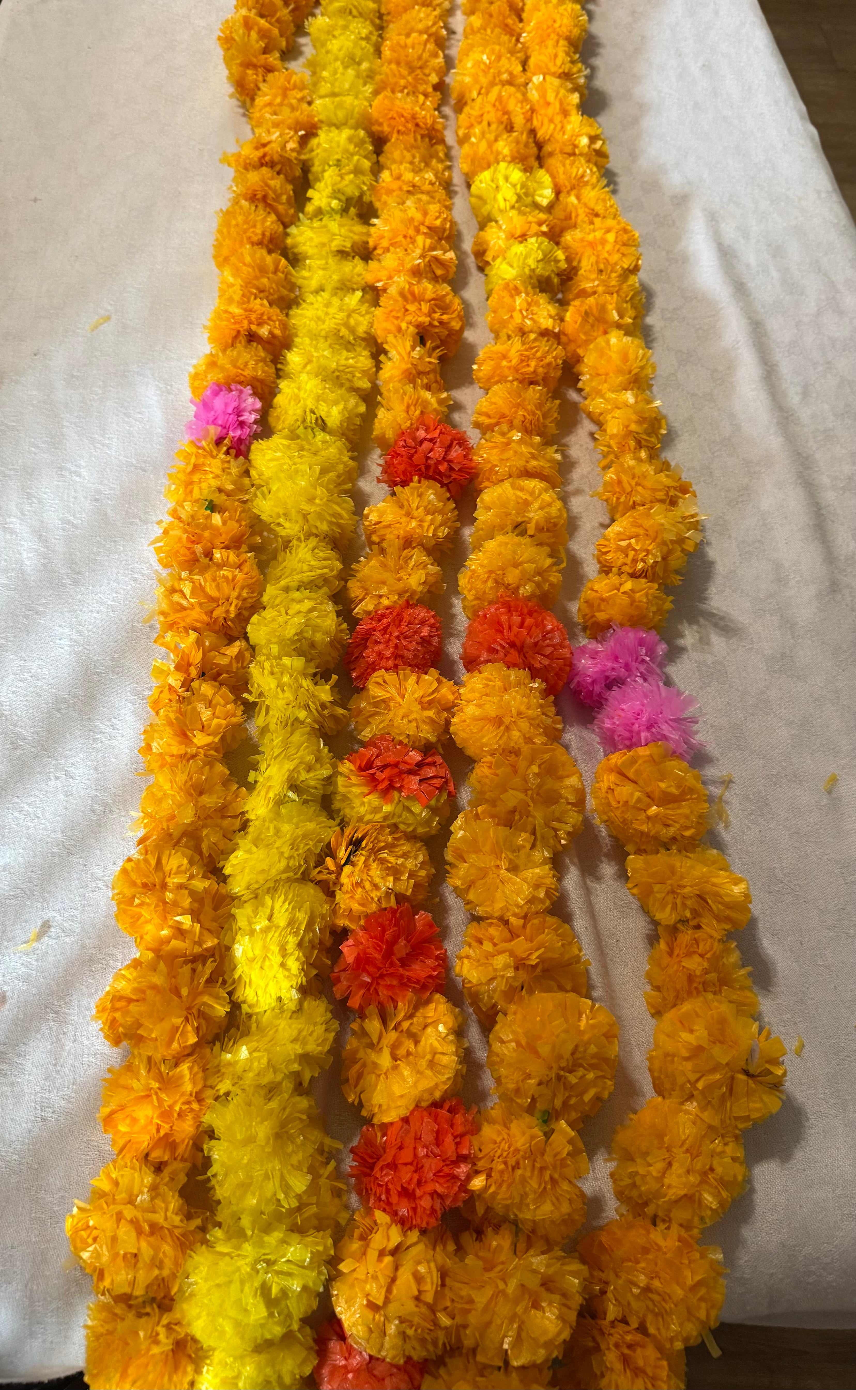 Artificial Marigold garland/home decoration for MehndiWedding  decoration mala in multicolour - Pack of 5