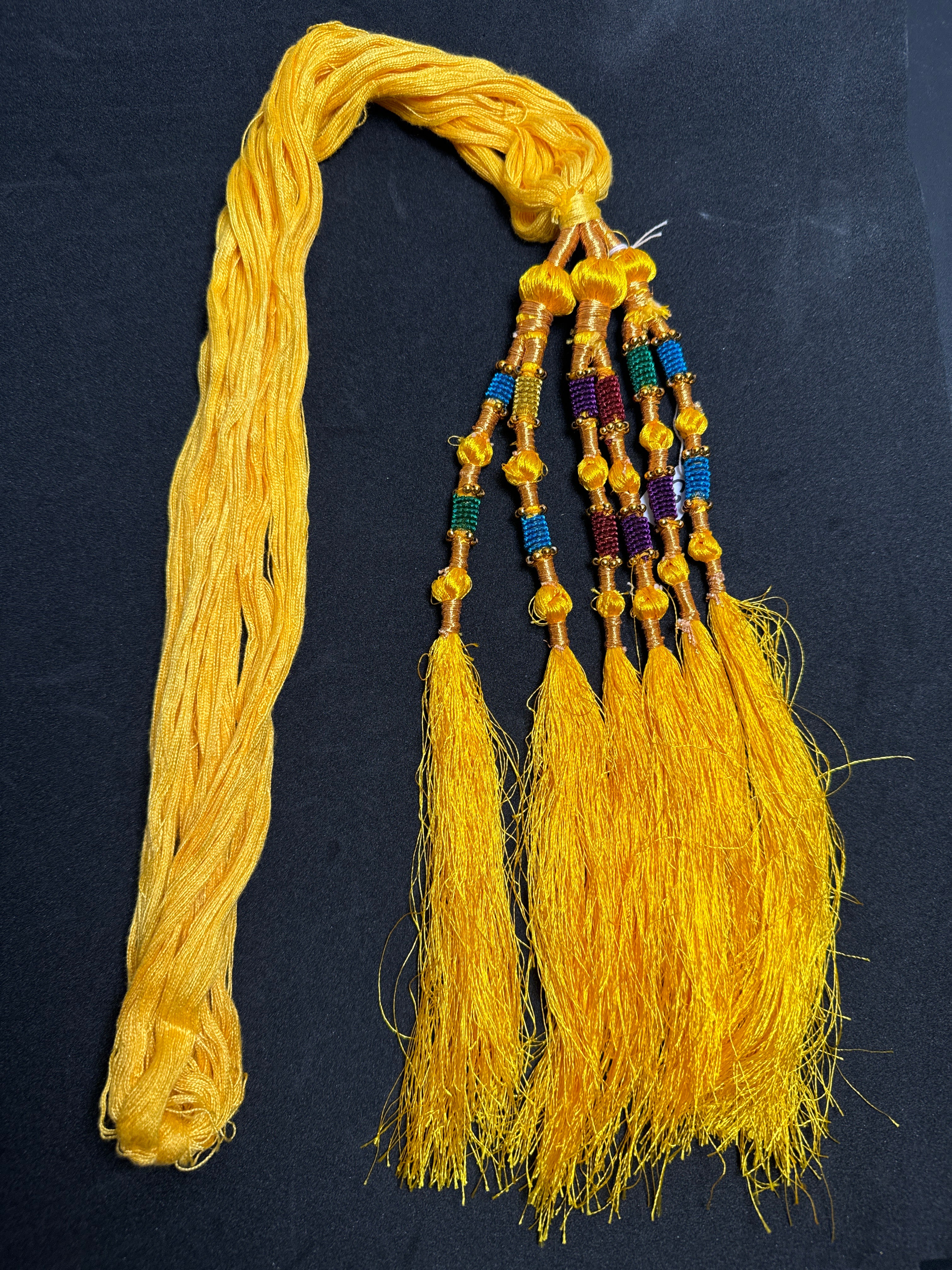 Yellow colour Parranda with and multi colours beads in Yellow tassels SP3