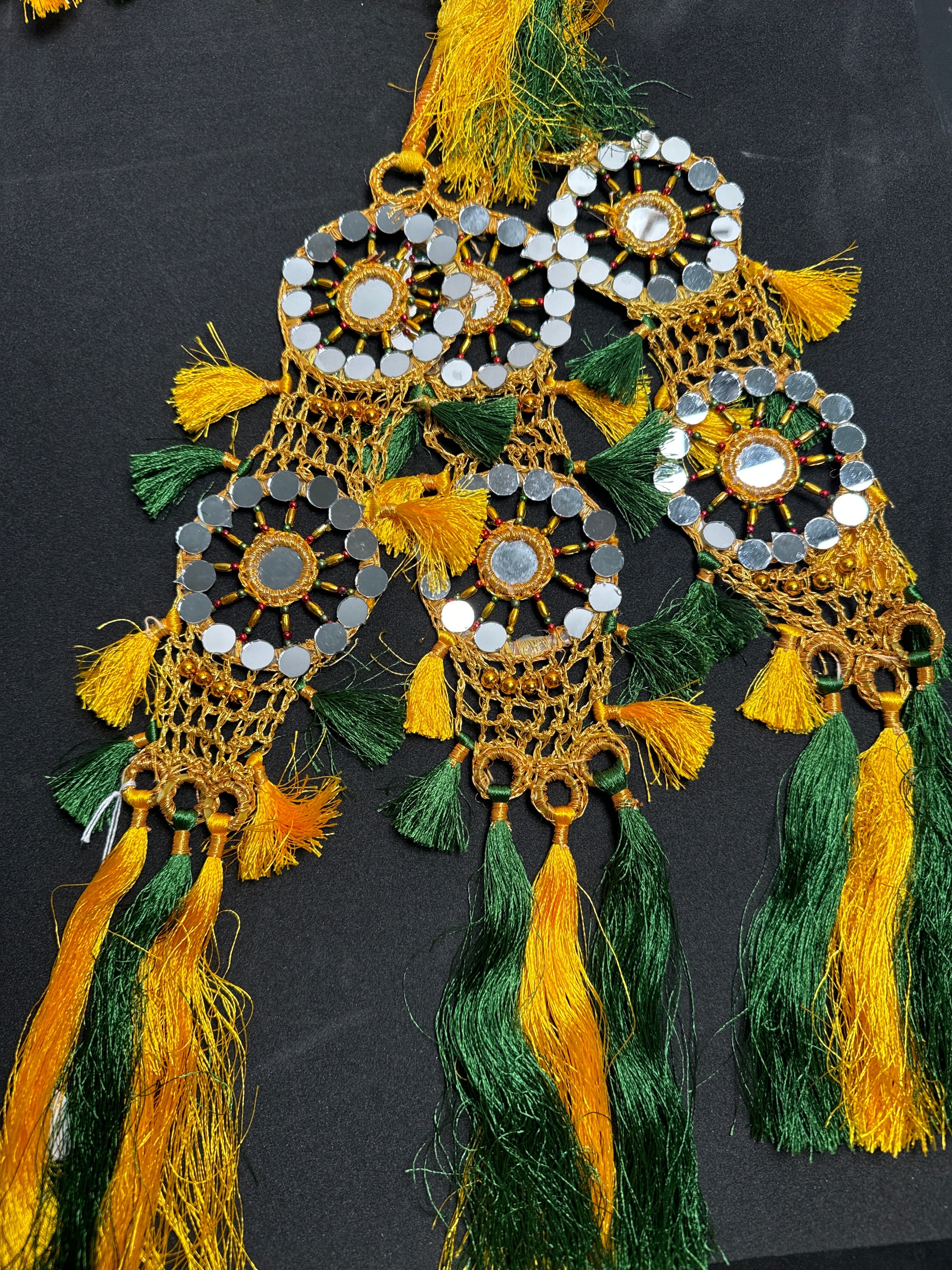 Yellow colour Parranda with  mirror, multi colours beads &  tassels PD96