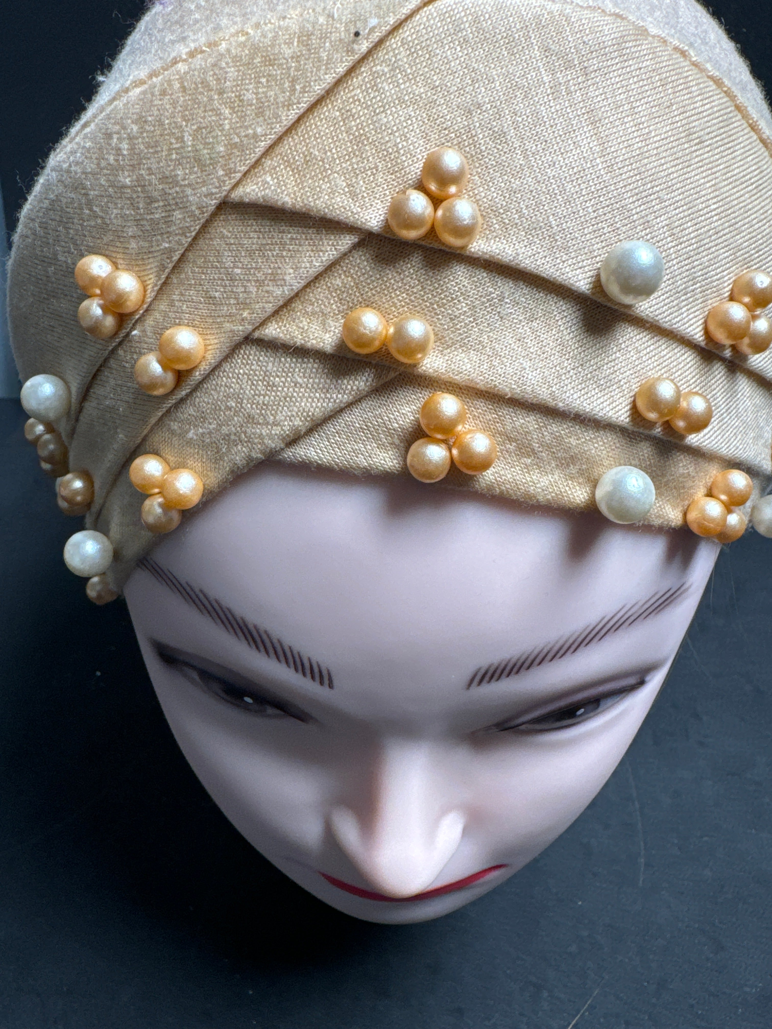 Hijab cap for ladies in Brown with beads HC3