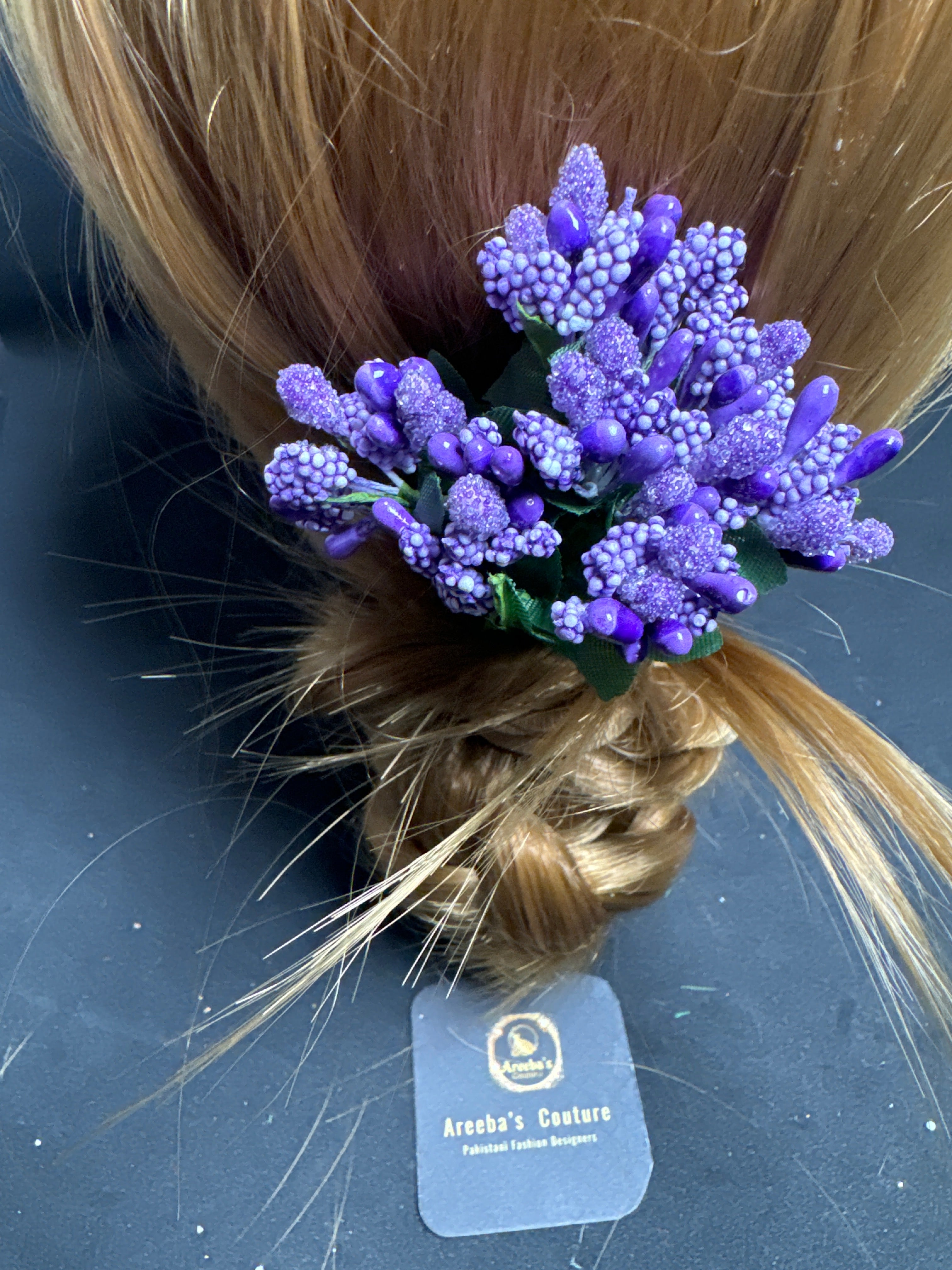 Flower hair pin purple