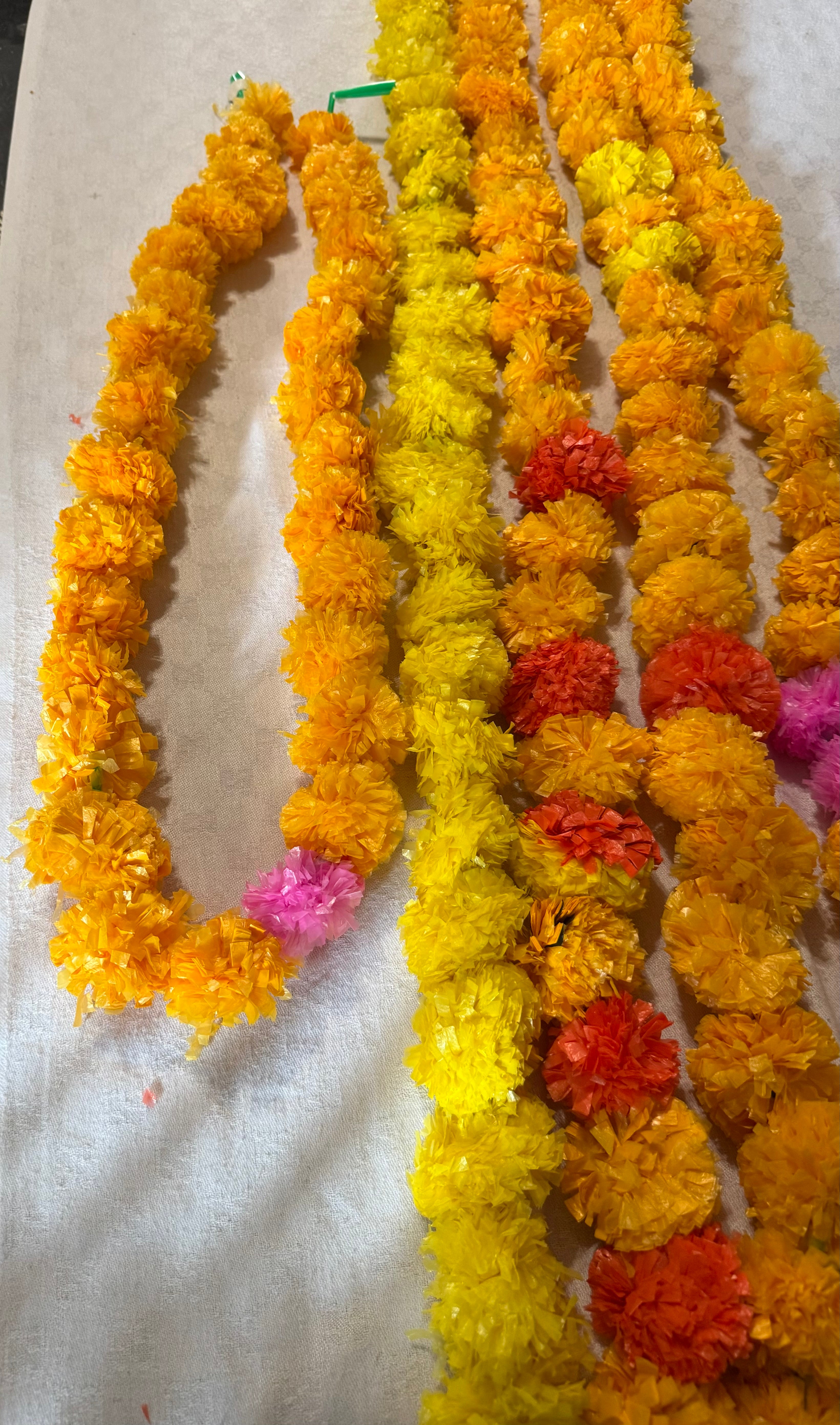 Artificial Marigold garland/home decoration for MehndiWedding  decoration mala in multicolour - Pack of 5