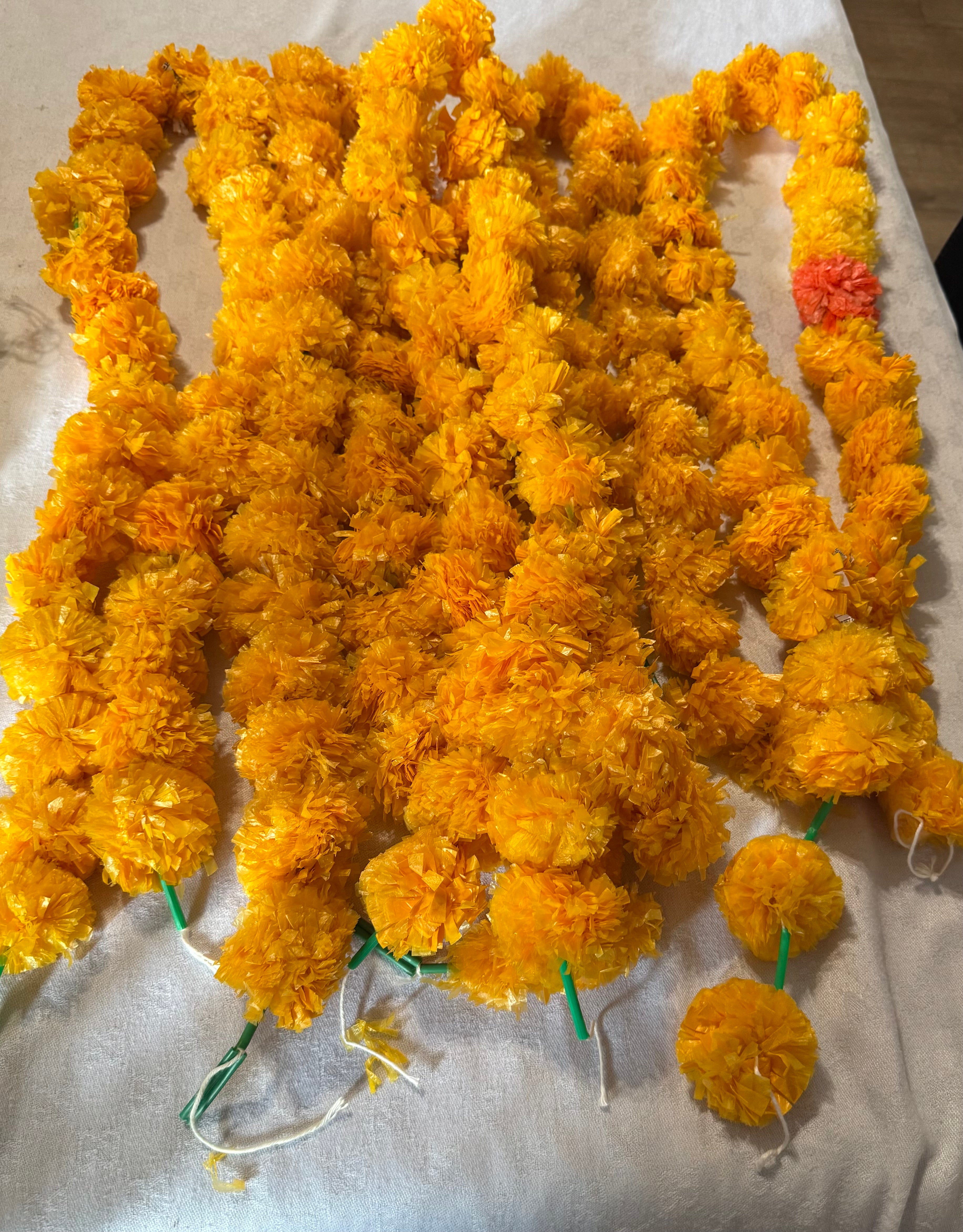 Artificial Marigold garland decoration for Mehndi/Wedding  decoration mala - Pack of 5