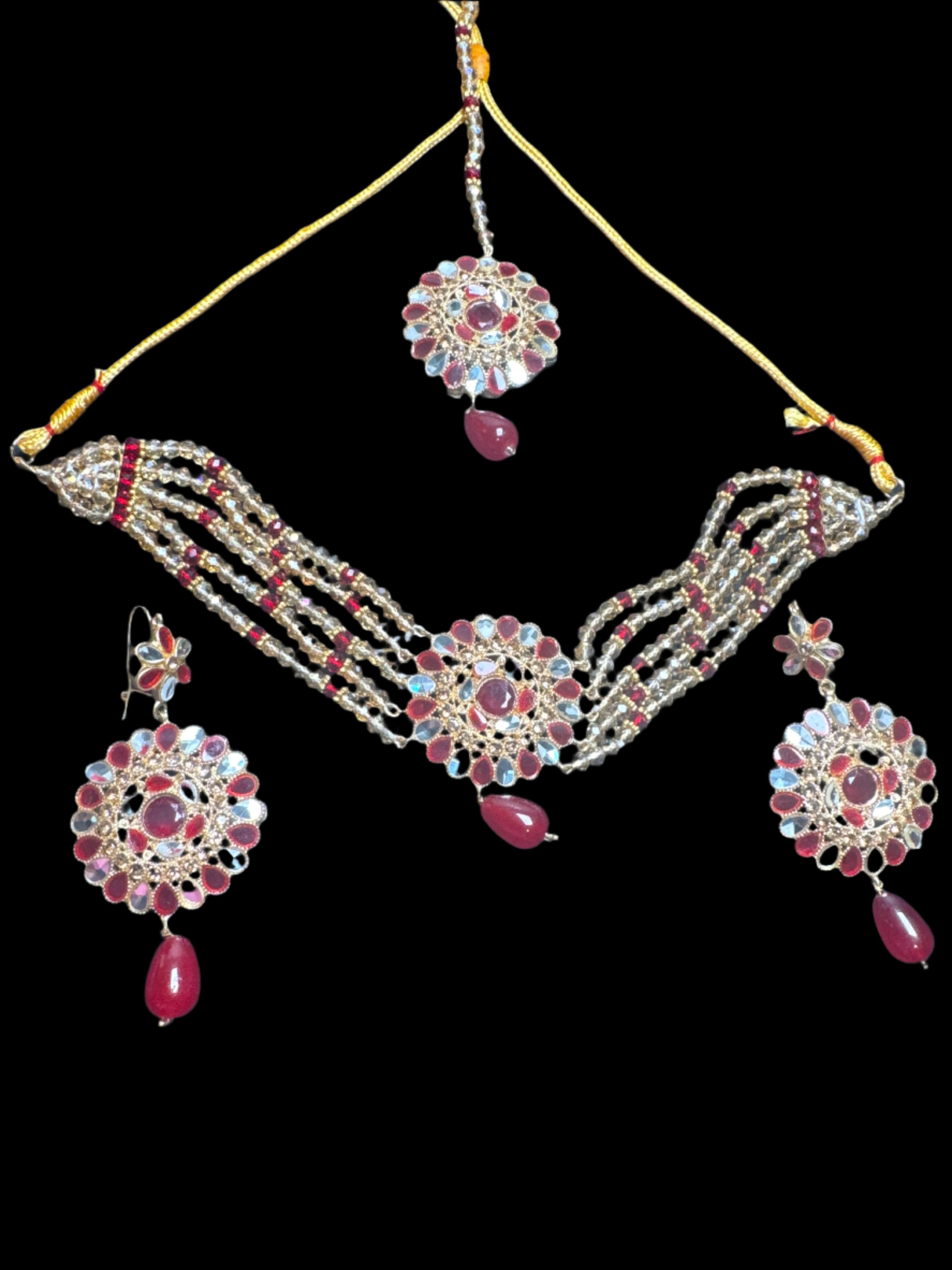 Golden Necklace and earring & Bindia set - JS66