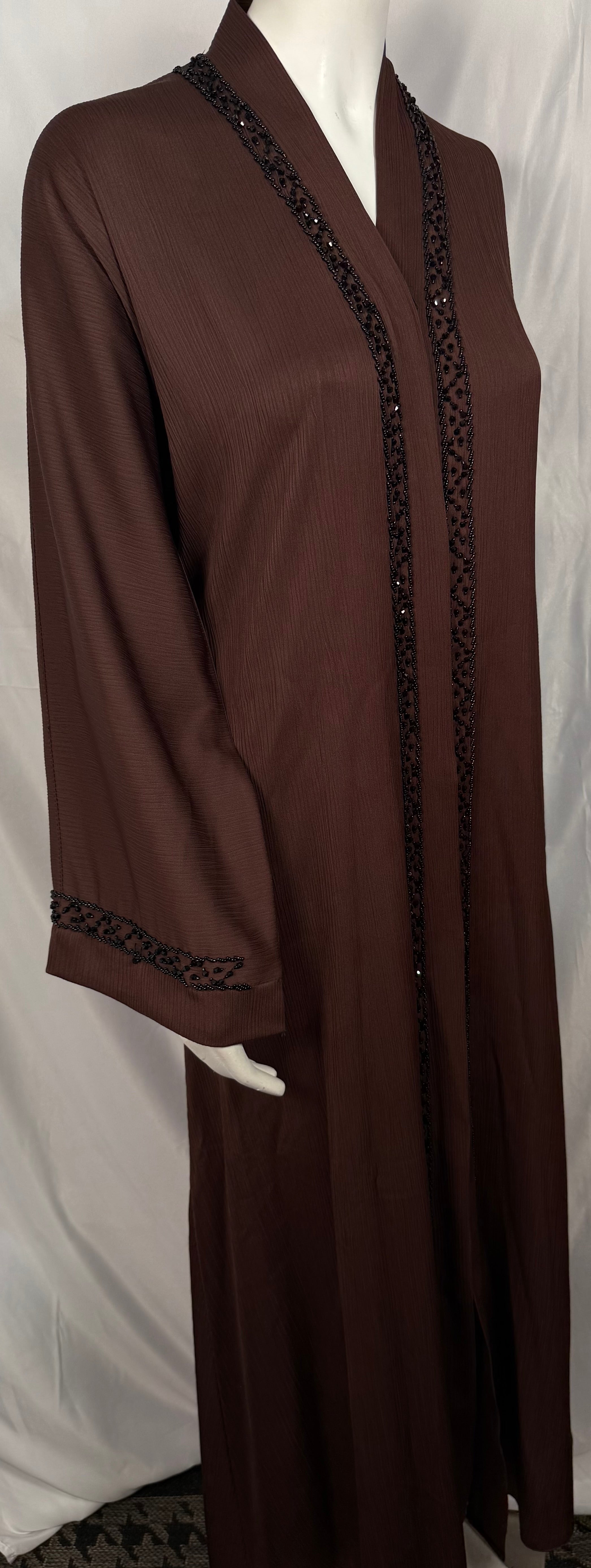 Ladies Brown Abaya With Bead Work