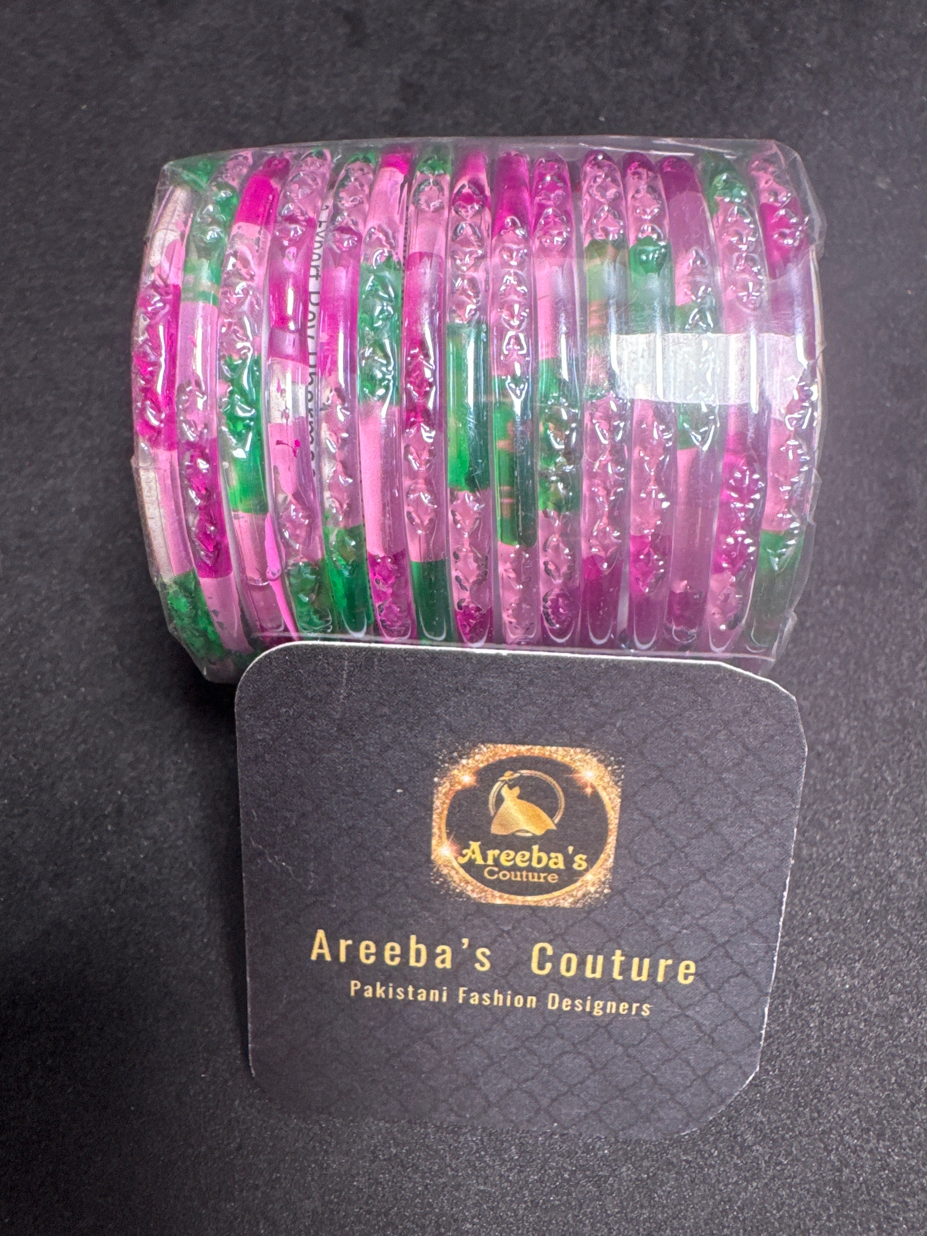 Girls bangles in pink and green A6