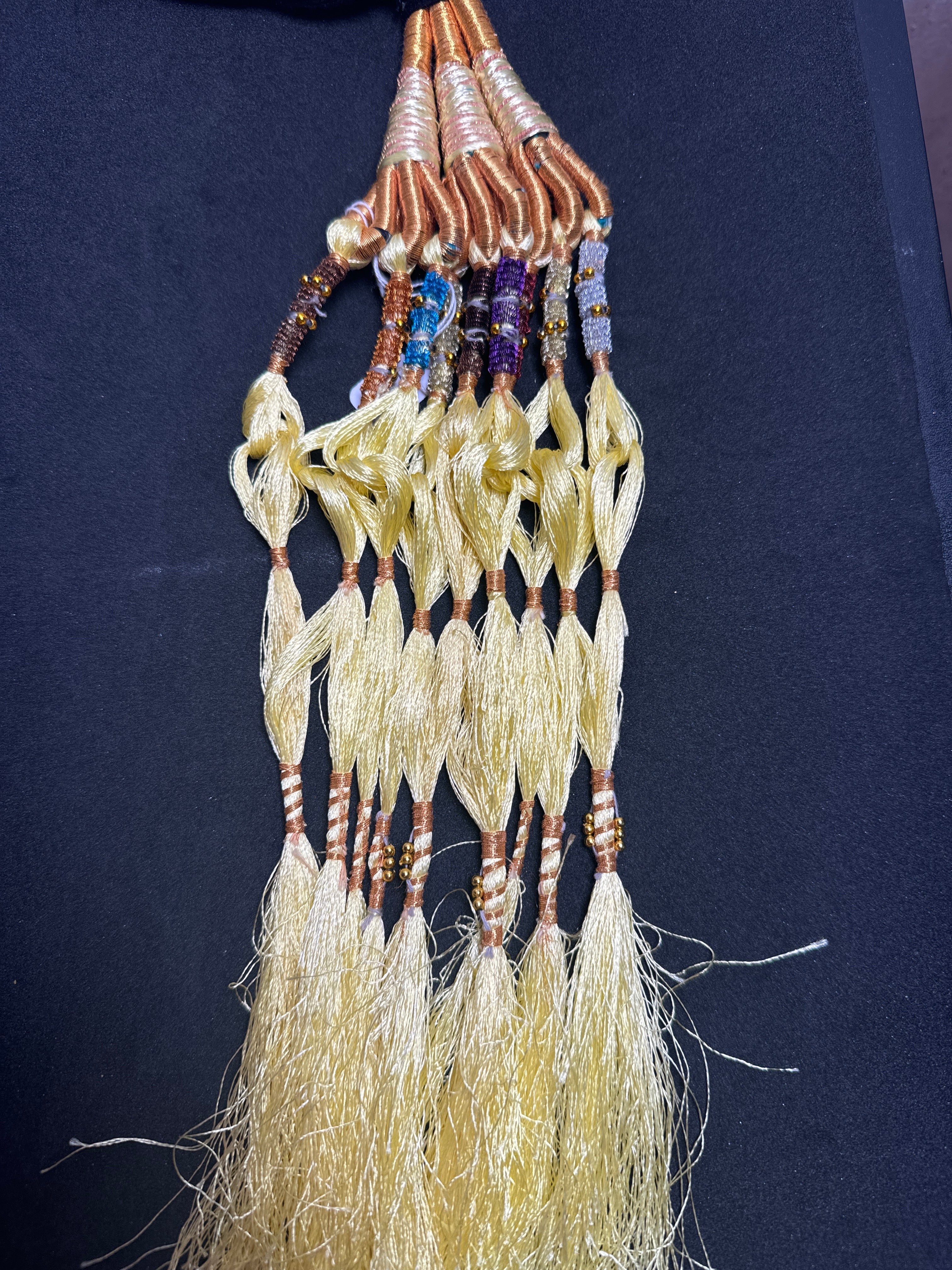 Black  Parranda with multi colours beads in Lemon colour tassels SP24