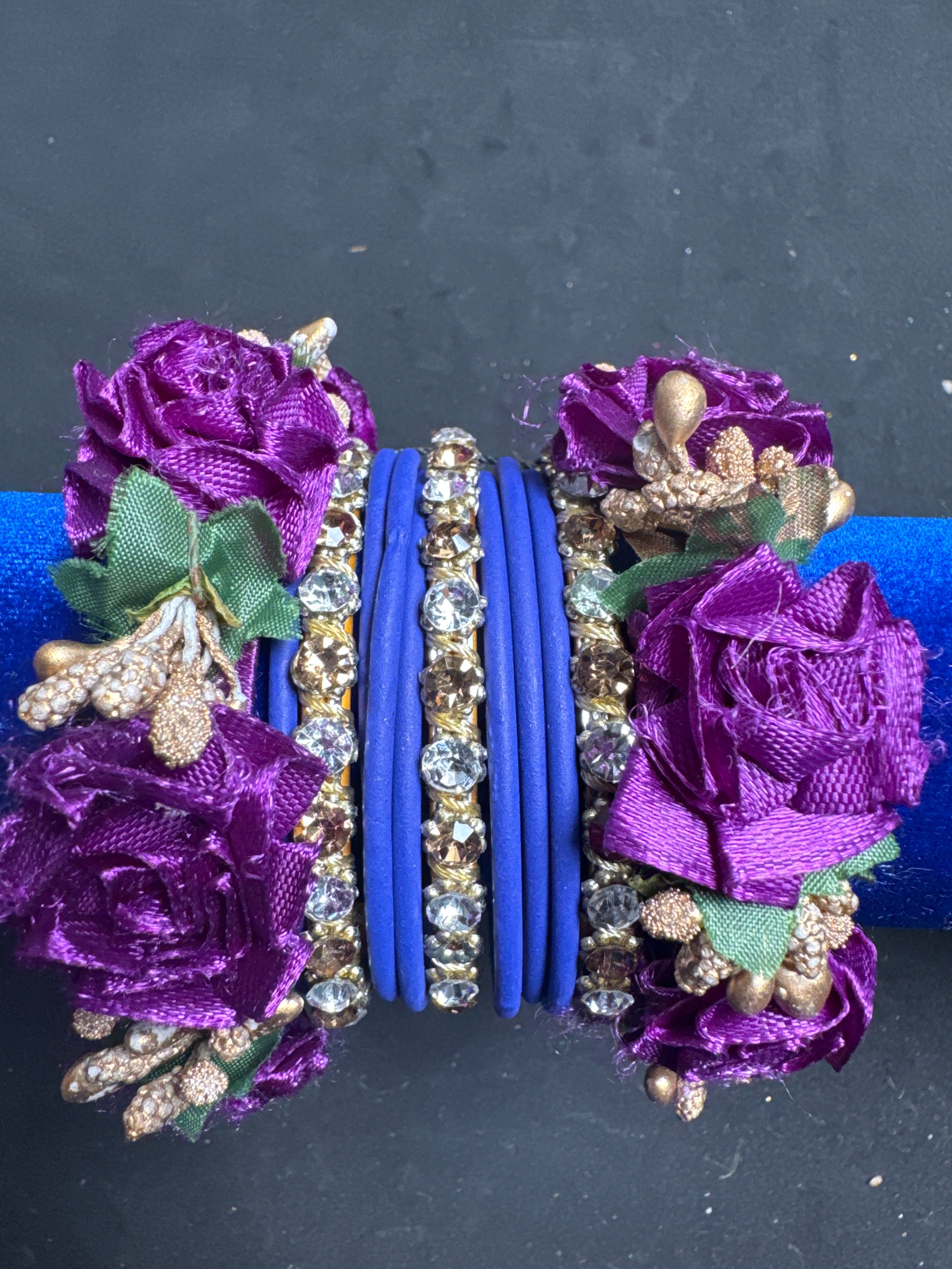 Purple flower bangles set 22