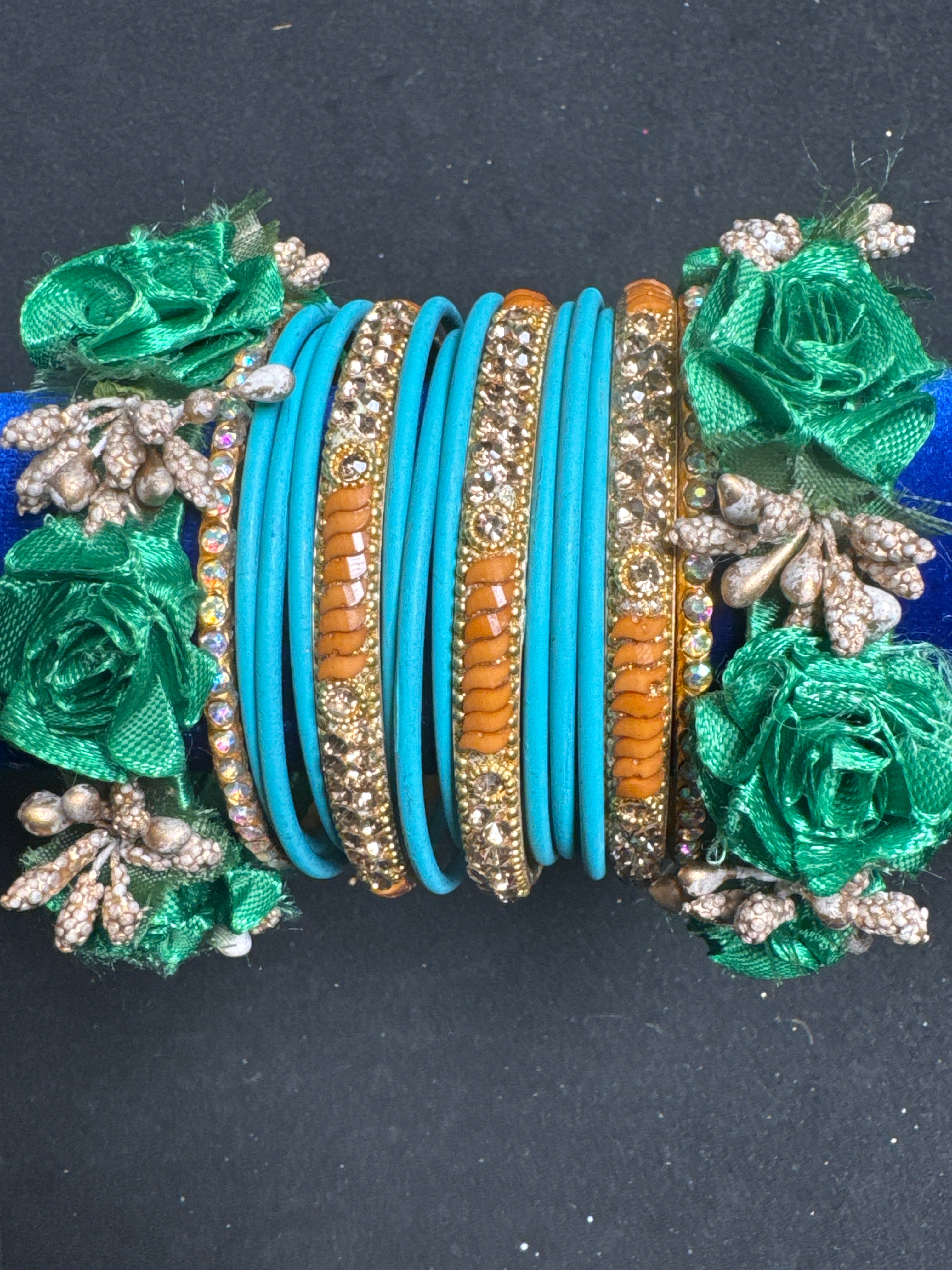 Ferozi green bangles set FB12