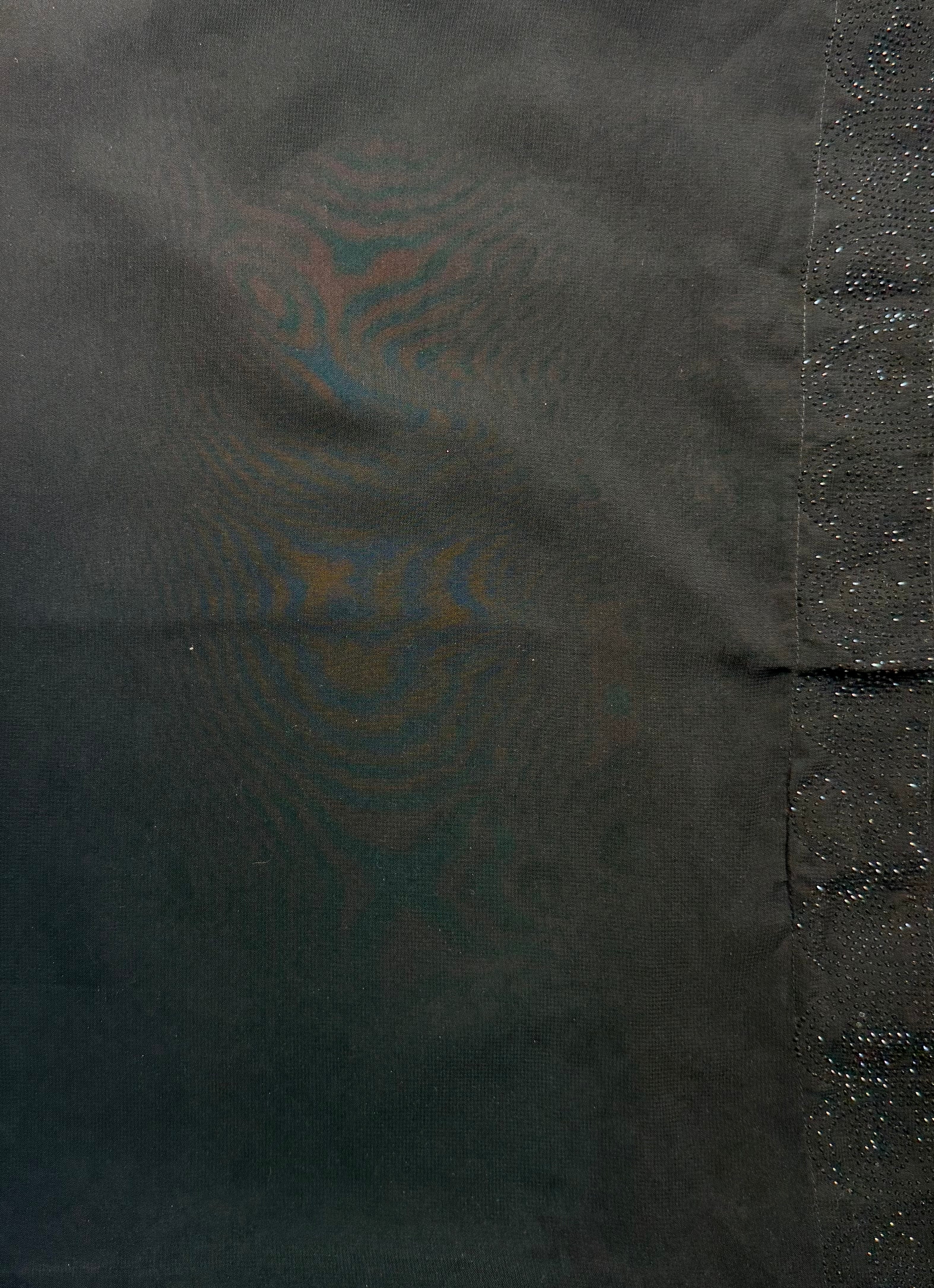 Black Elegant Scarf/Shawl With Mirror Work In Nida Fabric On Edges D1