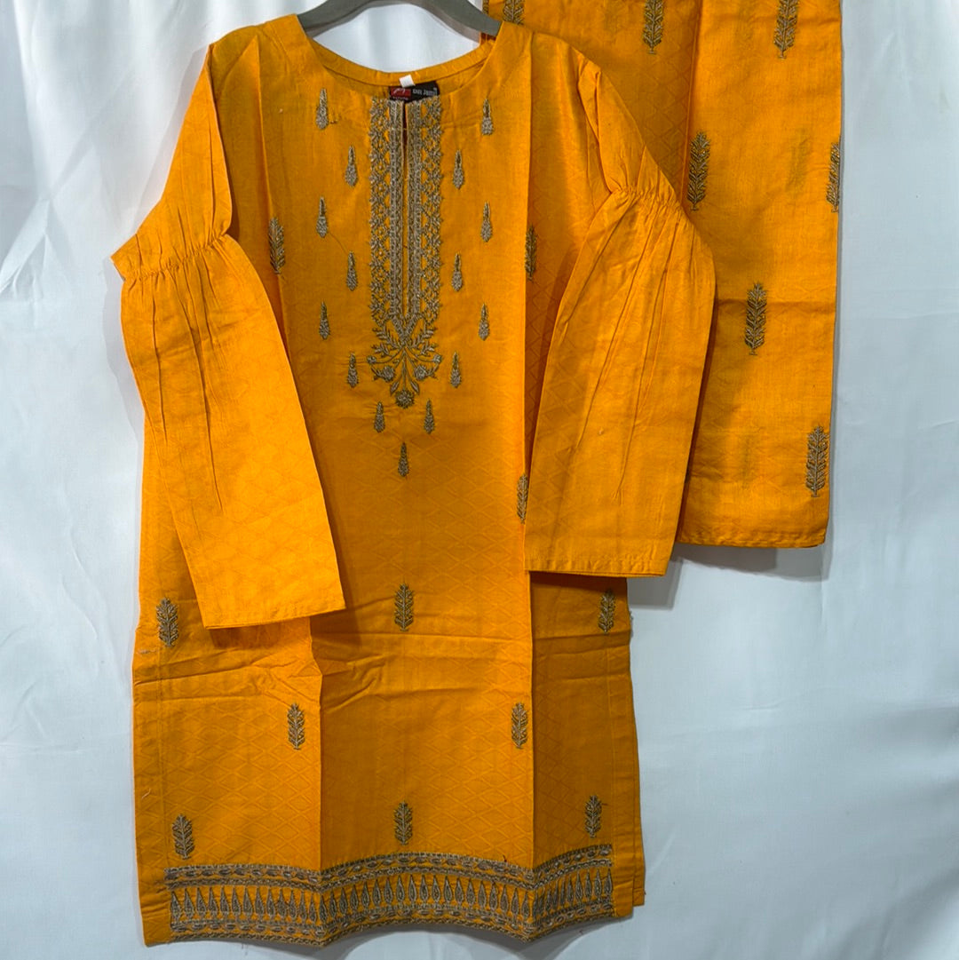 Mustard cotton embroidery suits