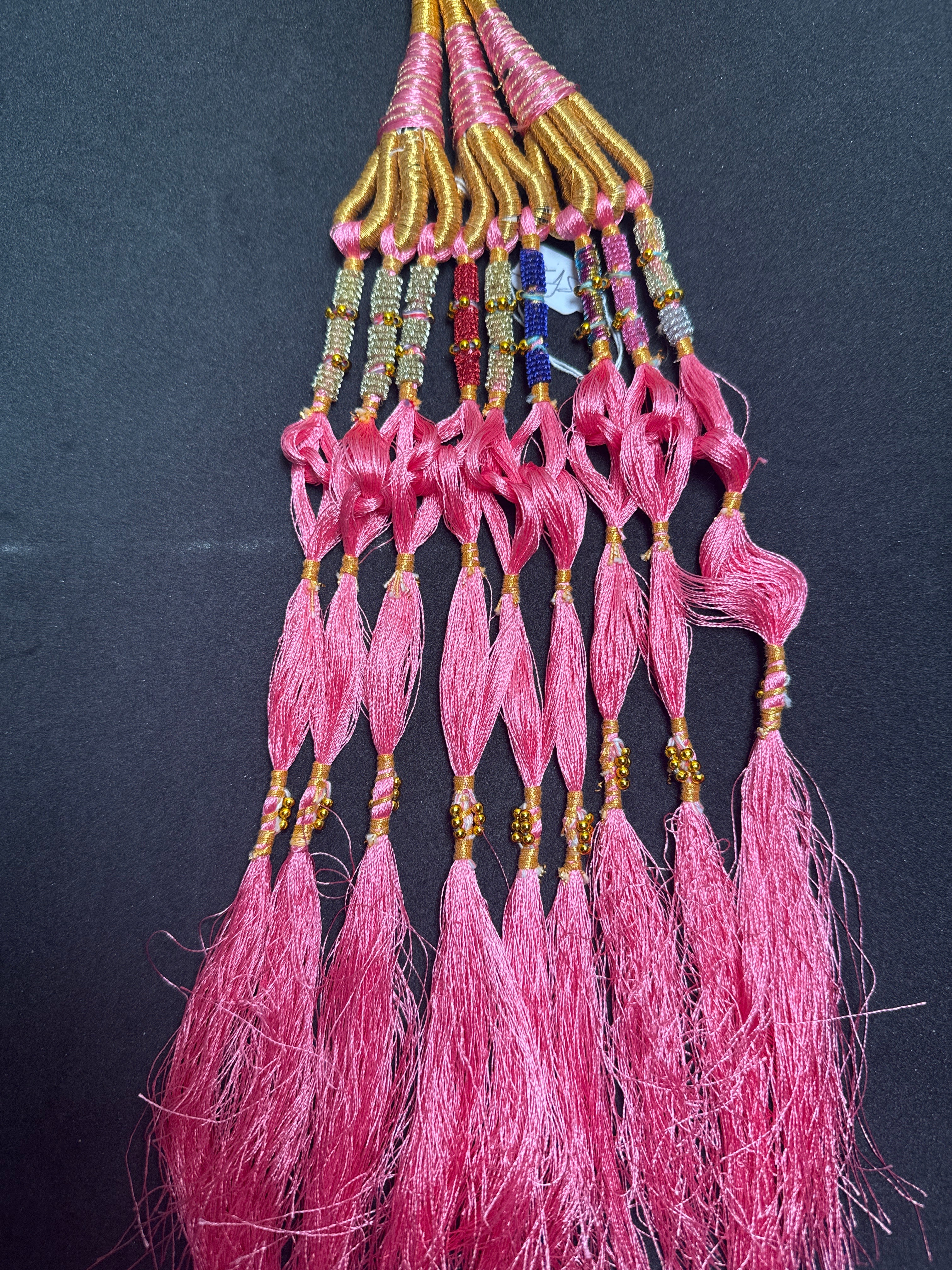 Black Parranda with multi colours beads in Pink  tassels SP25