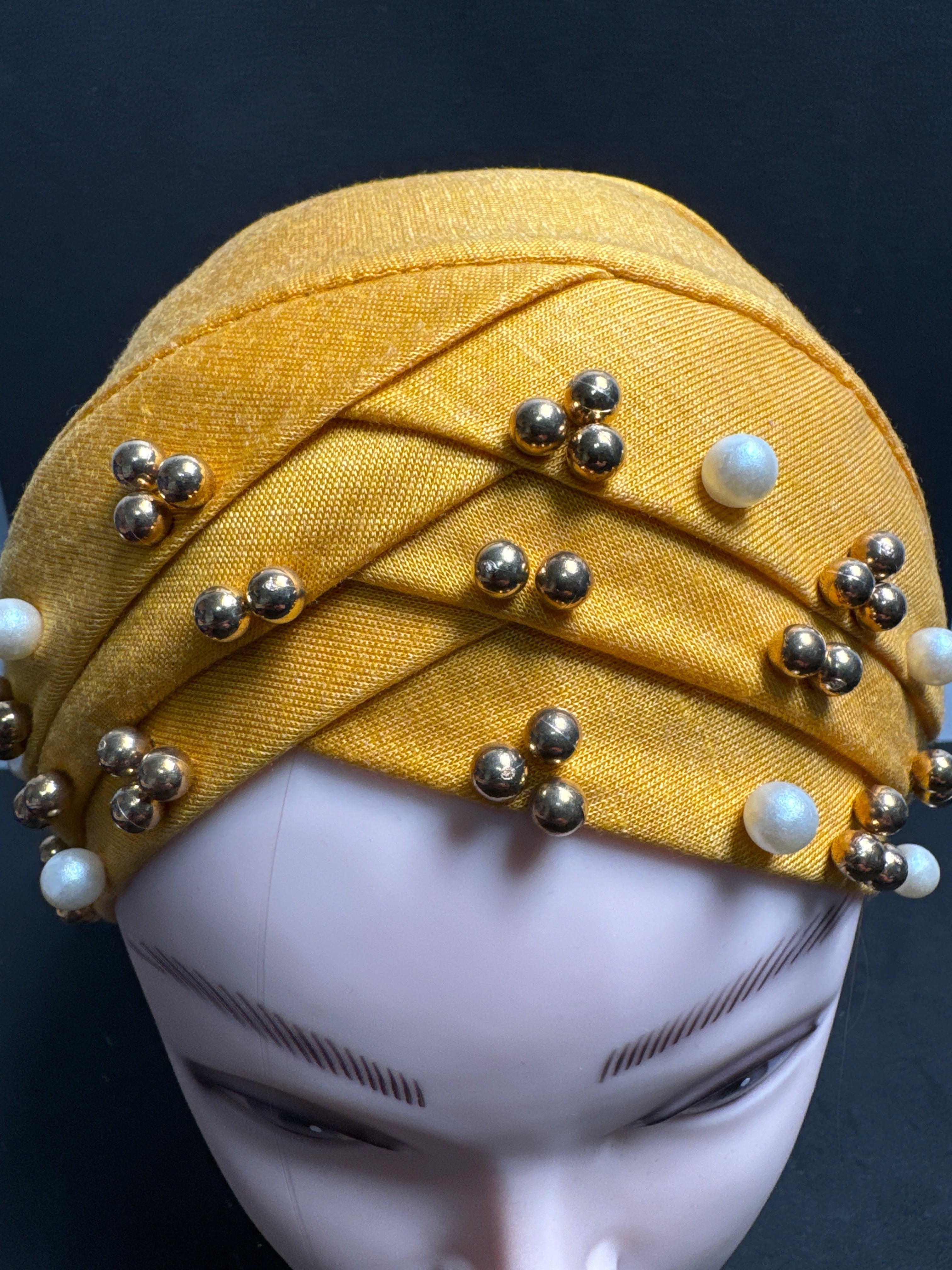 Hijab cap for ladies in Mustard  with beads HC9