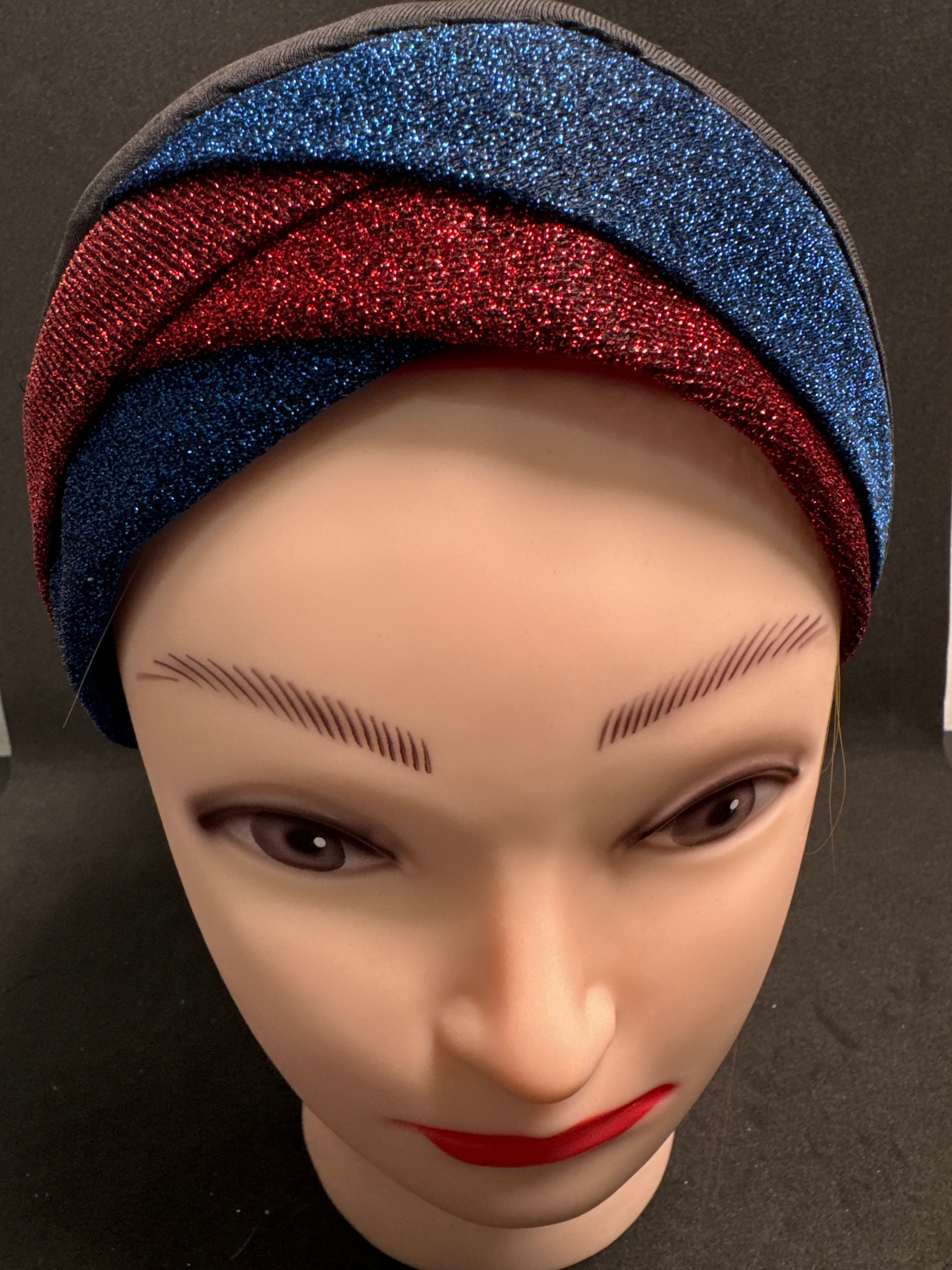 Hijab cap for ladies in Red, Blue & black  with with glitter net fabric  HC4