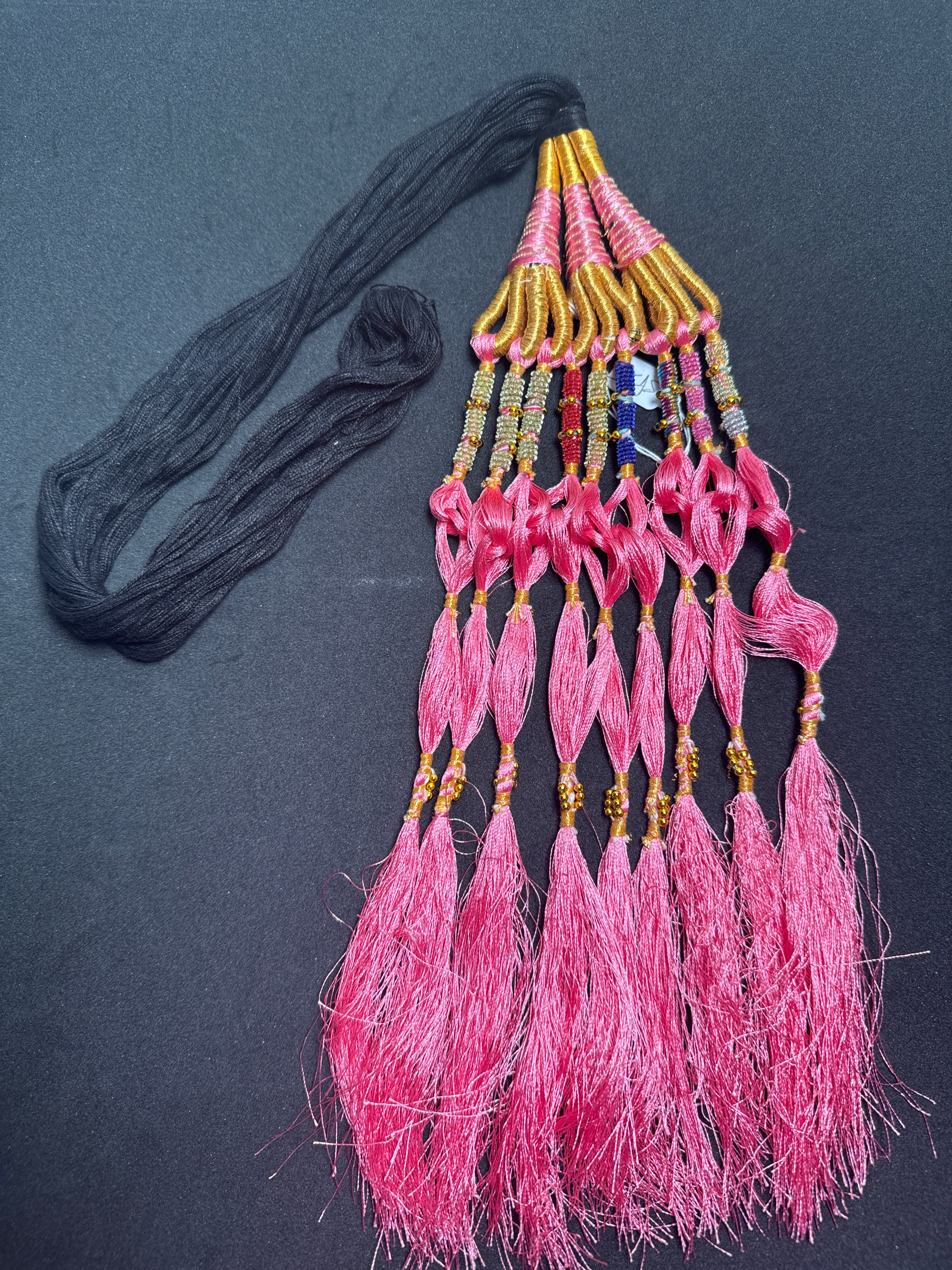 Black Parranda with multi colours beads in Pink  tassels SP25