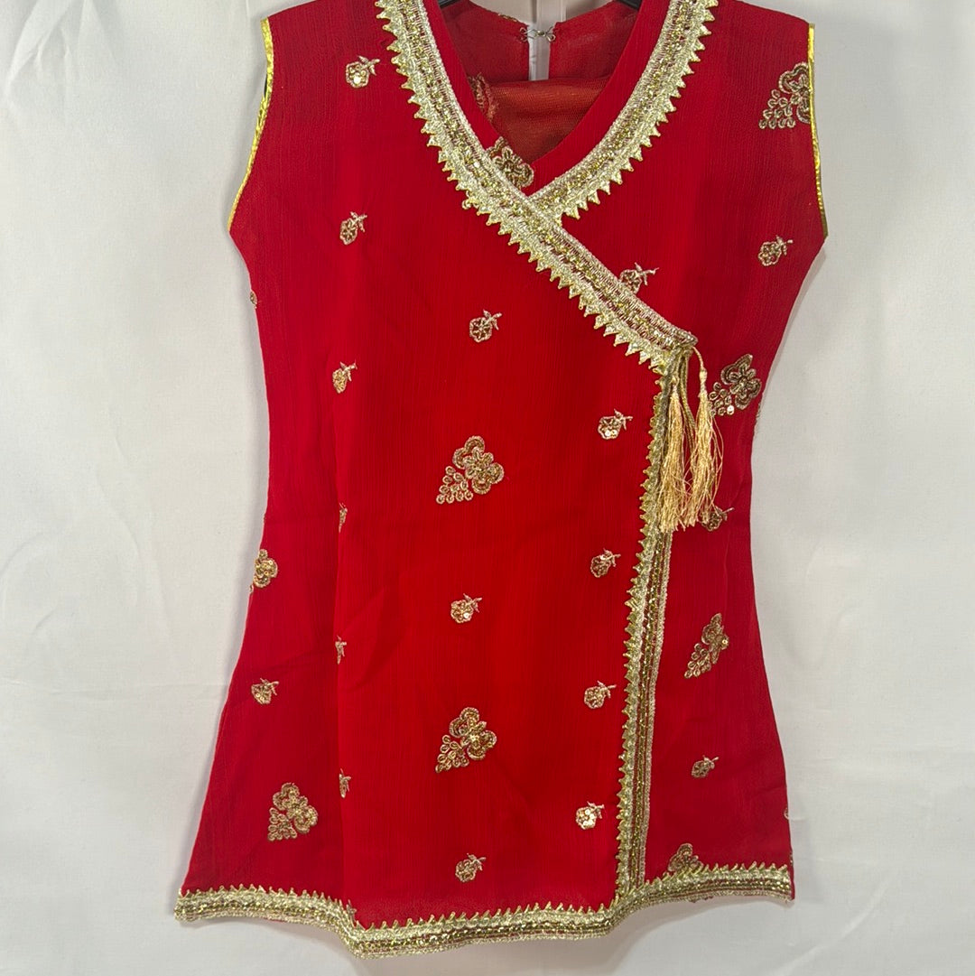 Girls red chiffon kameez shalwar