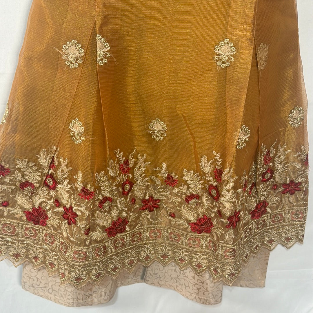 Girls dark gold top with Garara- Areeba's Couture