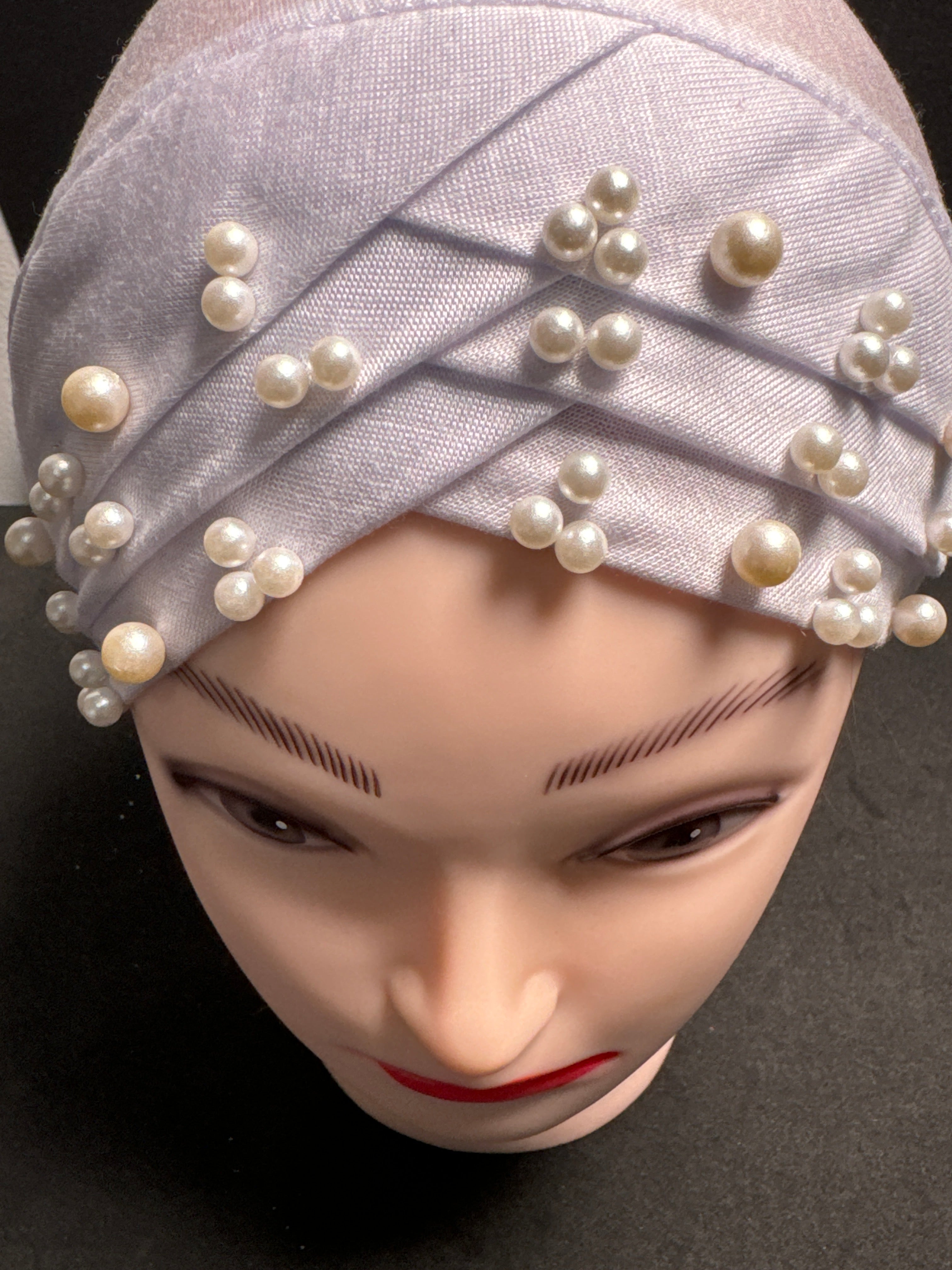 Hijab cap for ladies in White  with beads HC1