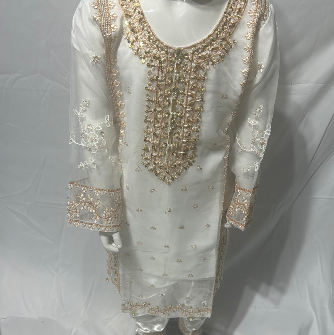 Girls  white suit DBJJ01- Areeba's Couture