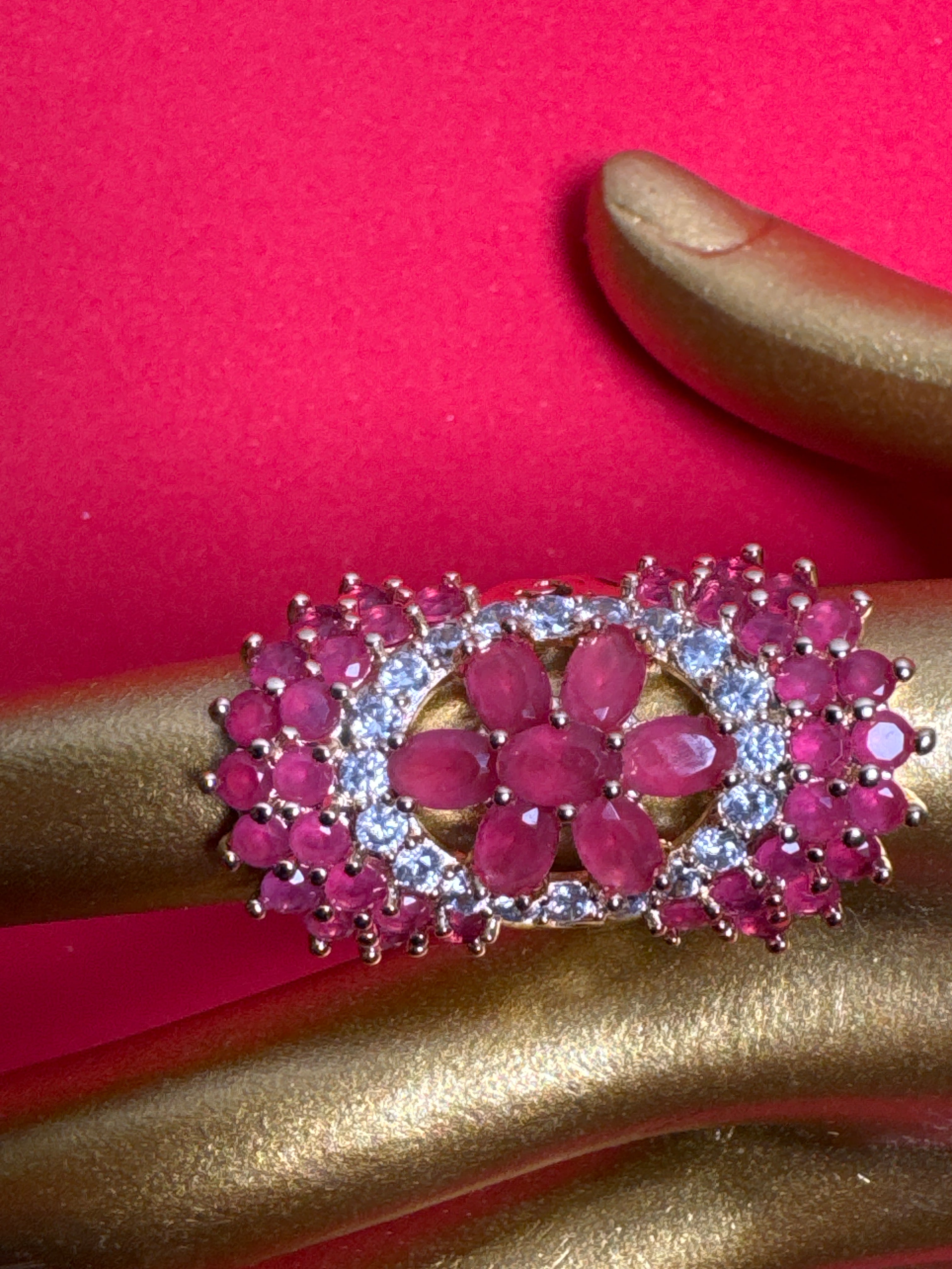 Gold ring with pink