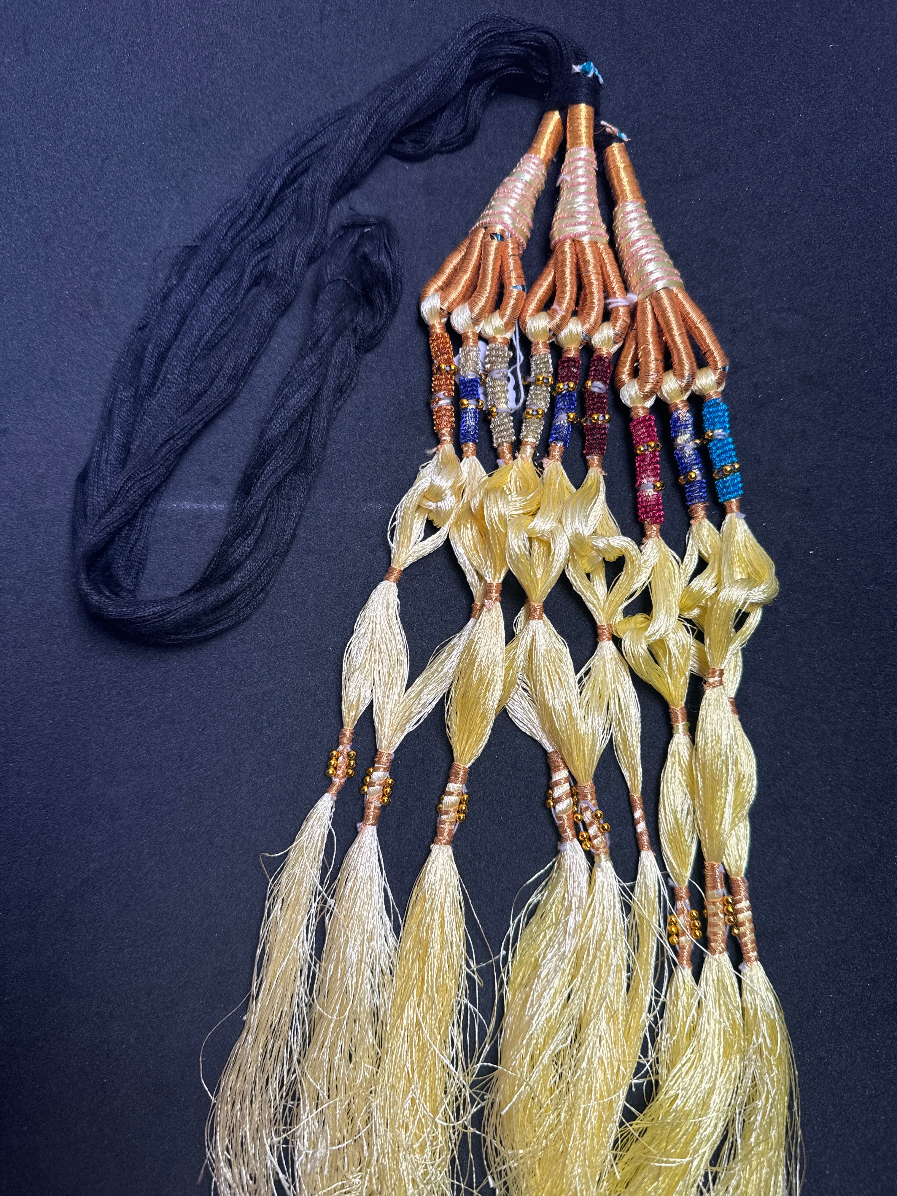 Black Parranda with multi colours beads in  Lemon colour tassels SP22