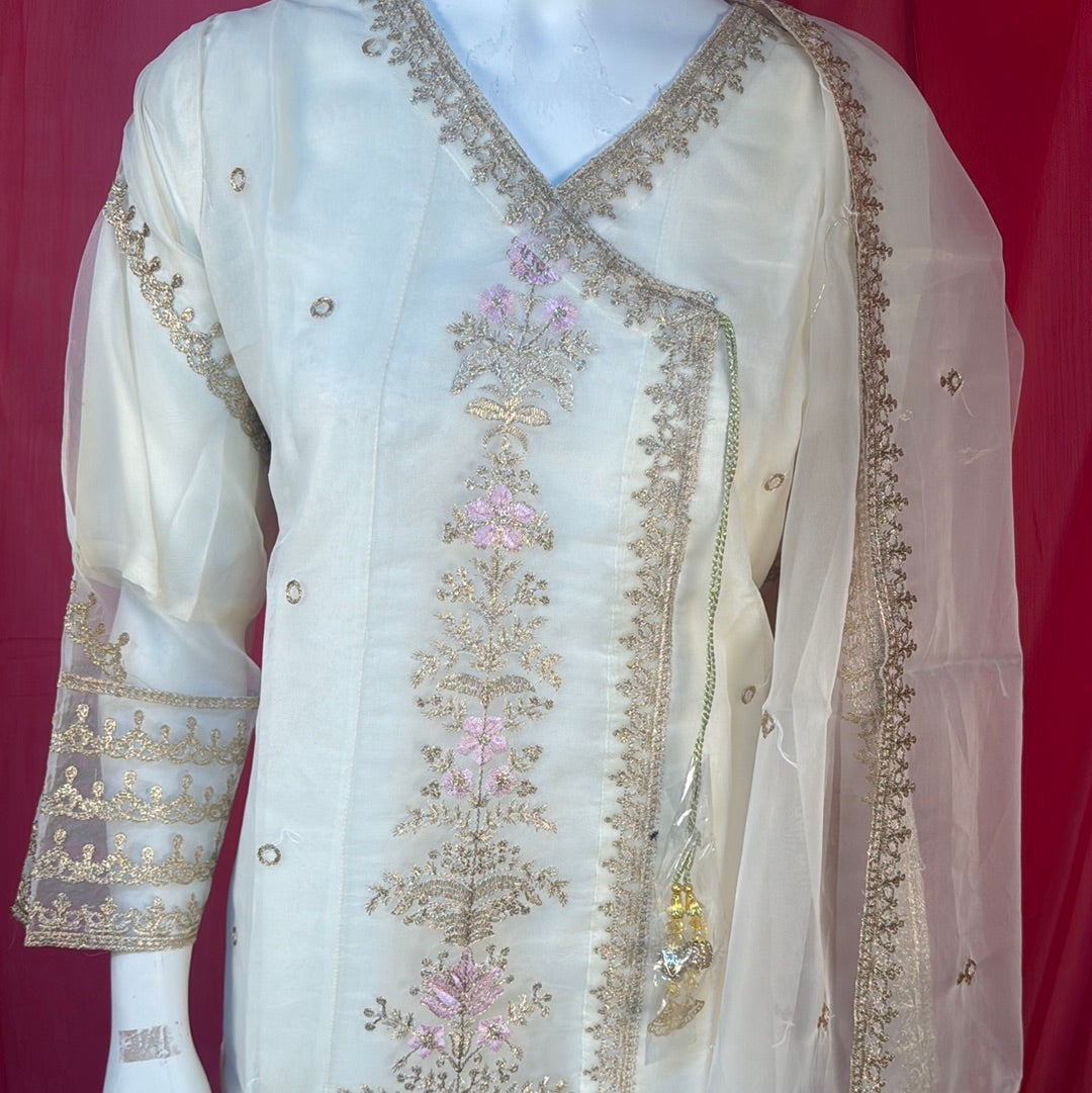 Off White  frock suit with embroidery