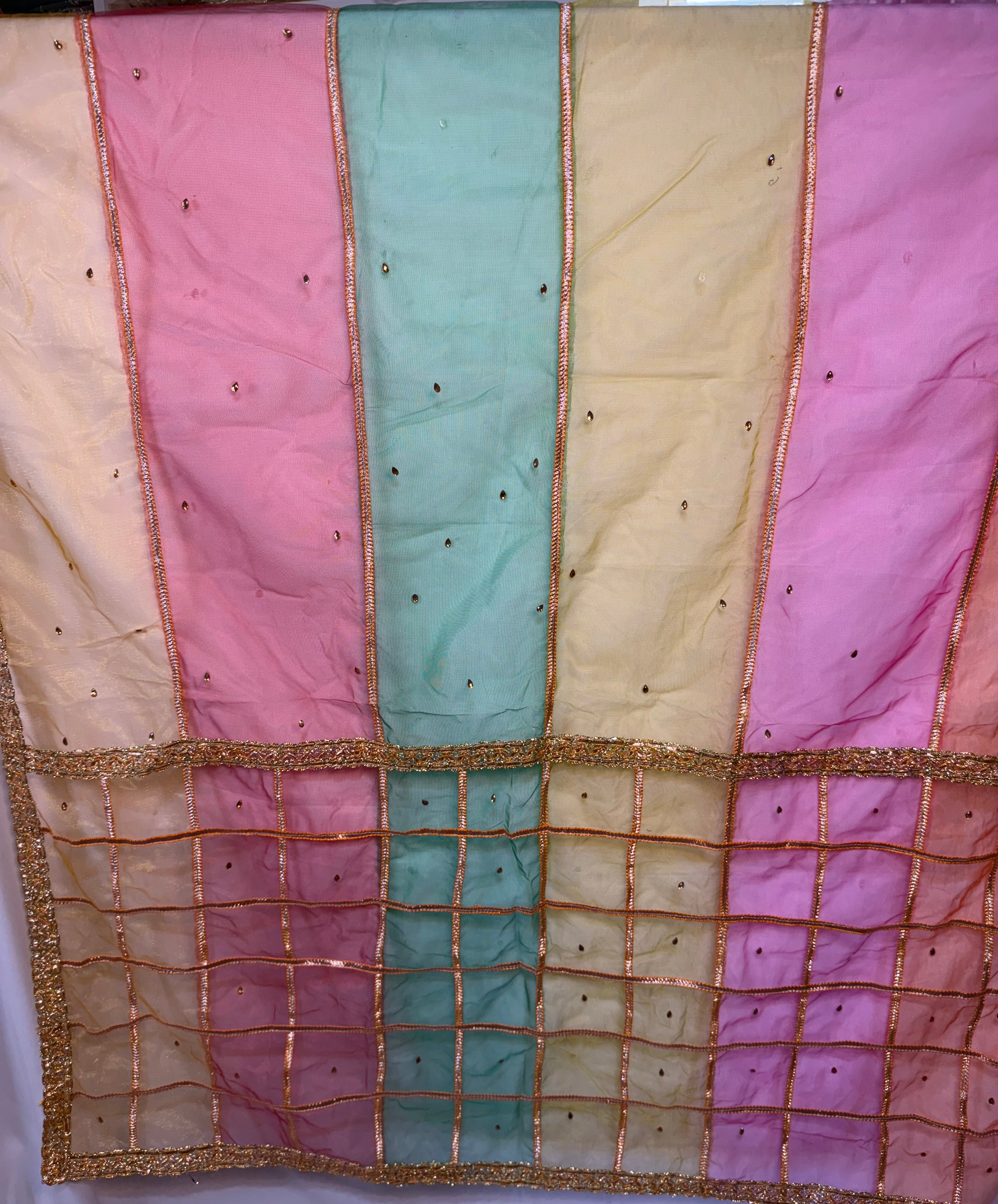 Dupptta Organza Multi Colour With Golden Embroidery Work Dcg-9