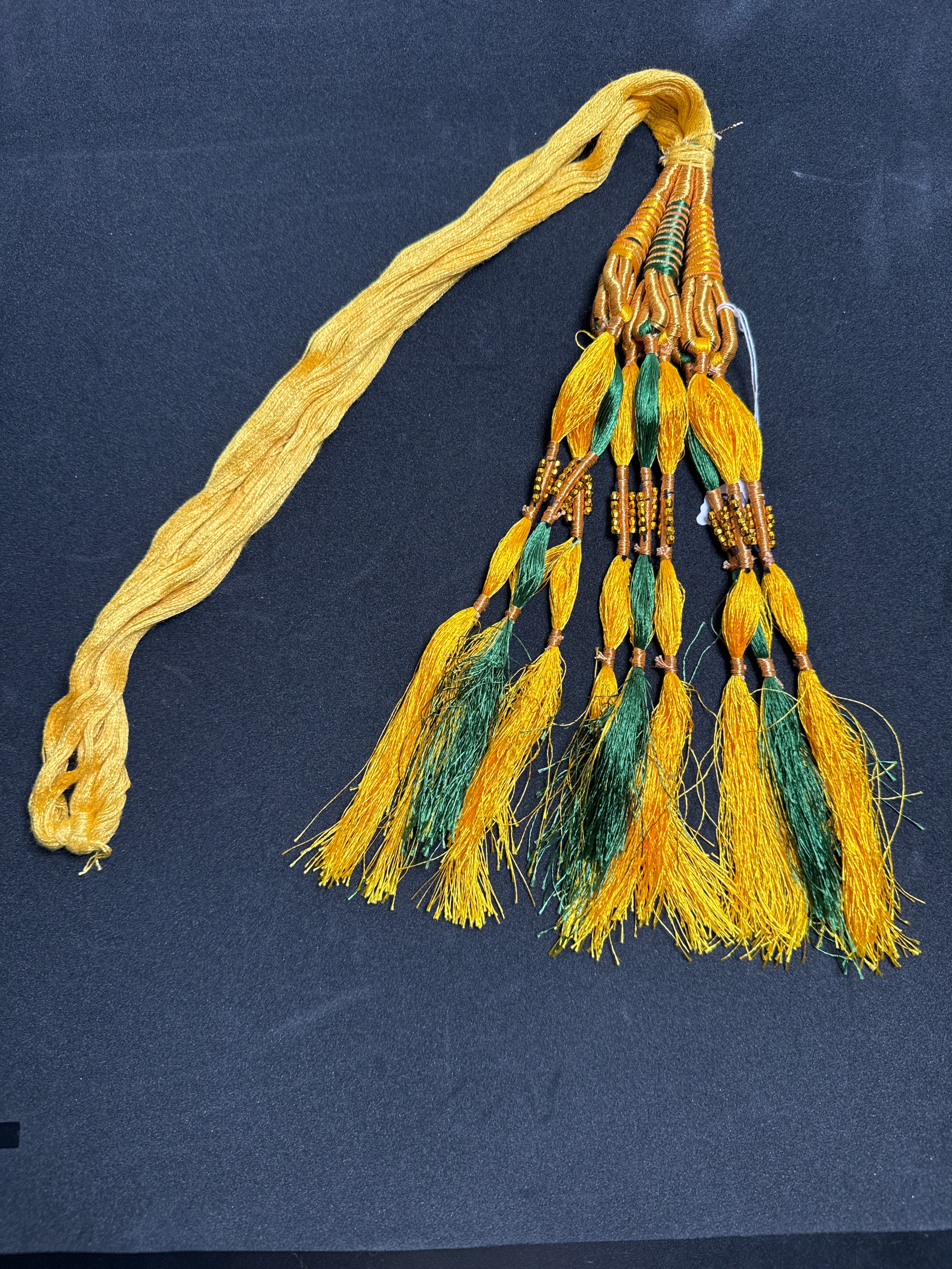 Yellow colour Parranda with  beads & Green/Yellow tassels SP4