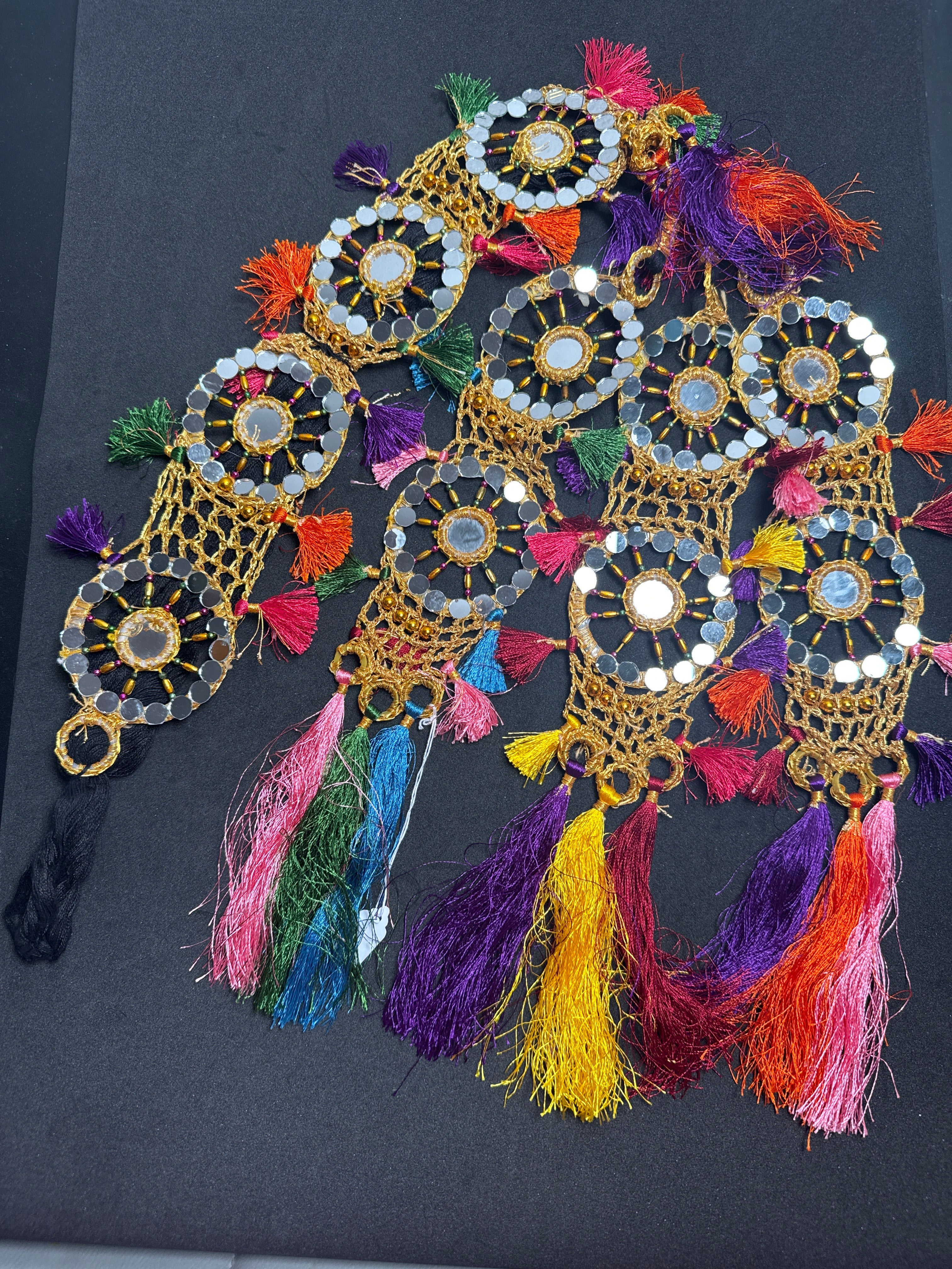 Black  Parranda with multi colours beads  & mirror in multi  tassels SP14