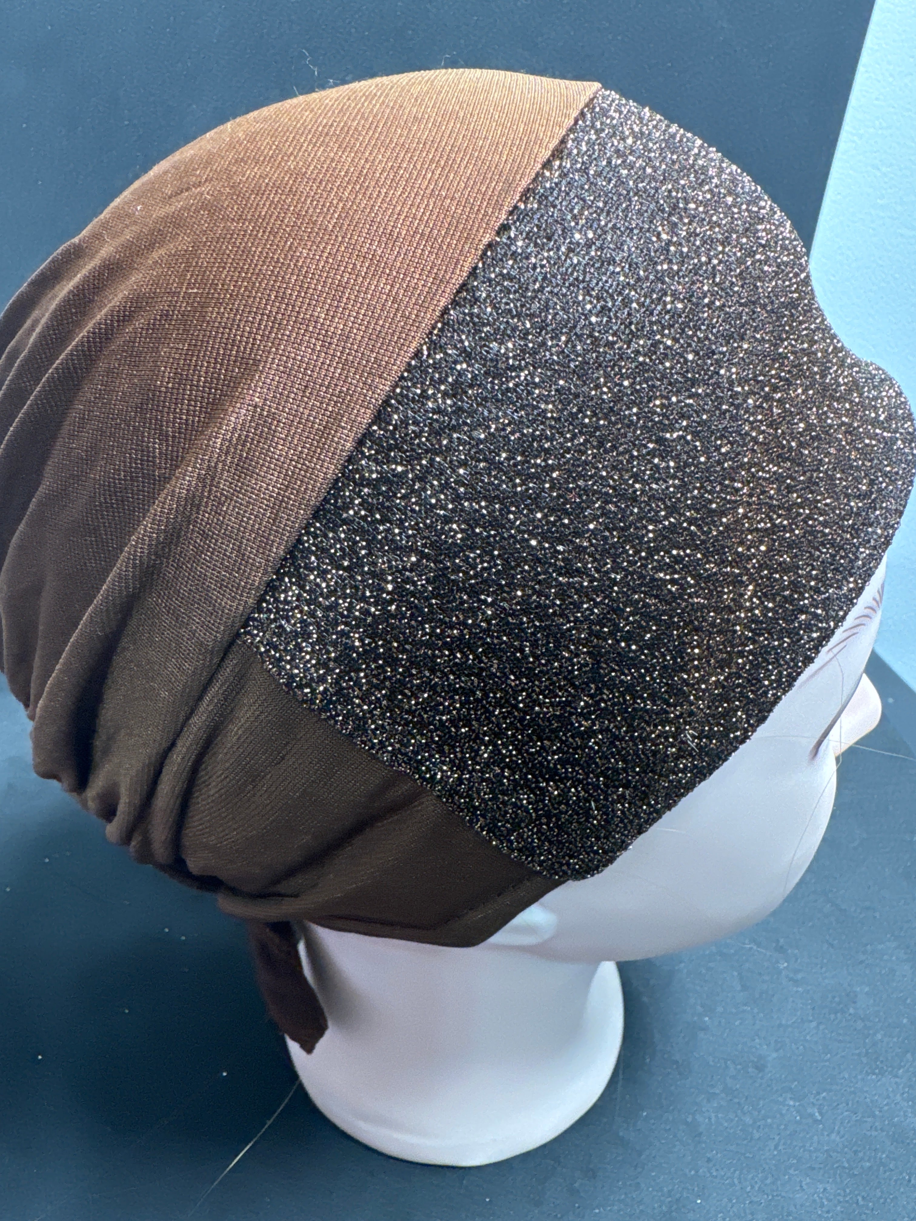 Premium Women Under Scarf Hijab TIE BACK Cap in brown colour HJP3