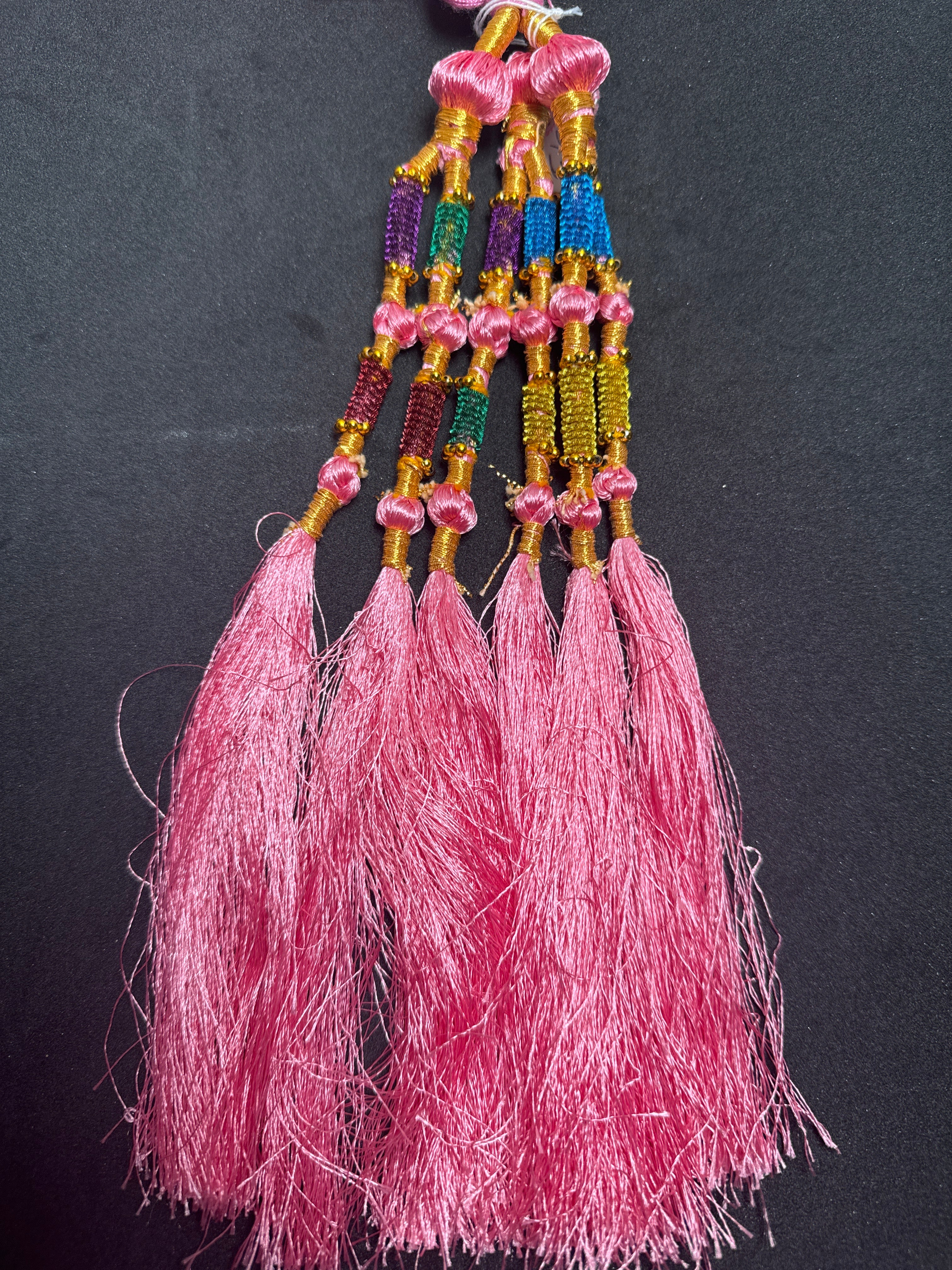 Pink Parranda with multi colours  beads in tassels SP33