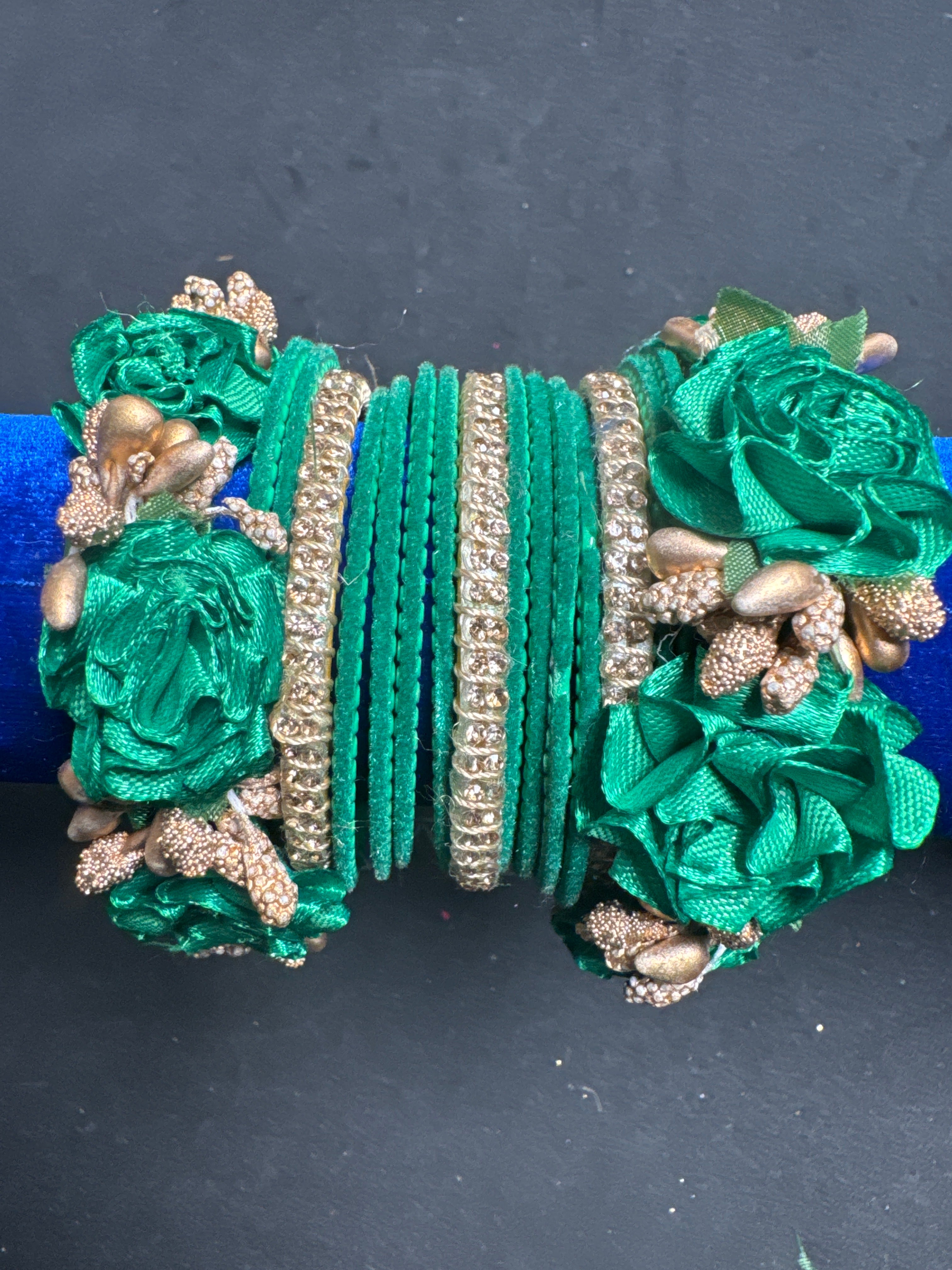 Green gold flower bangles FB7