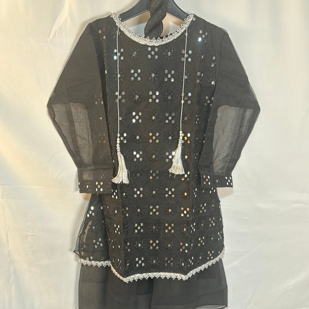 Girls panni work black Garara collection D9- Areeba's Couture