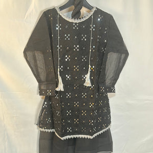 Girls panni work black Garara collection D9- Areeba's Couture