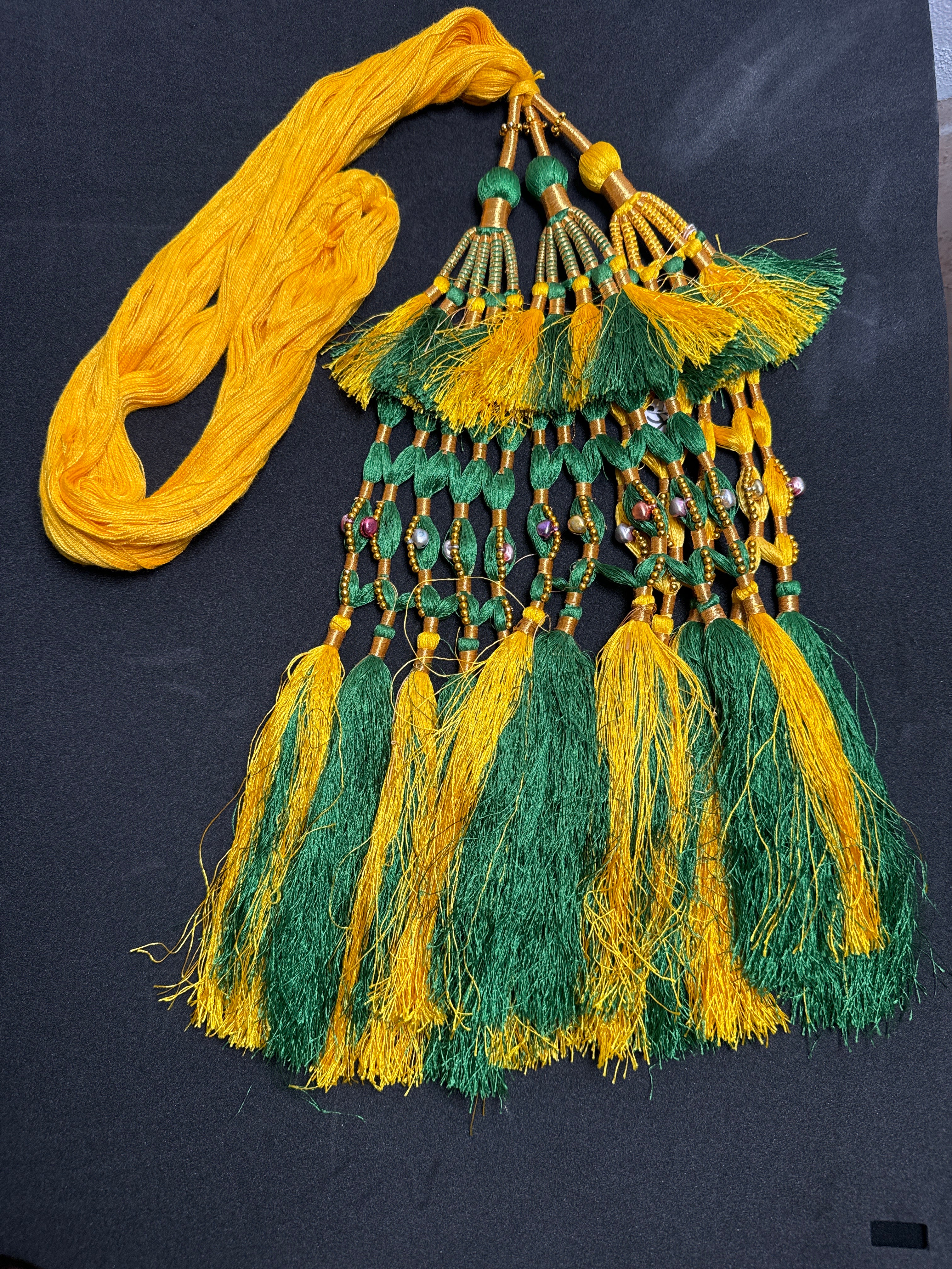 Yellow colour Parranda with  multi colours beads &  tassels  SP2