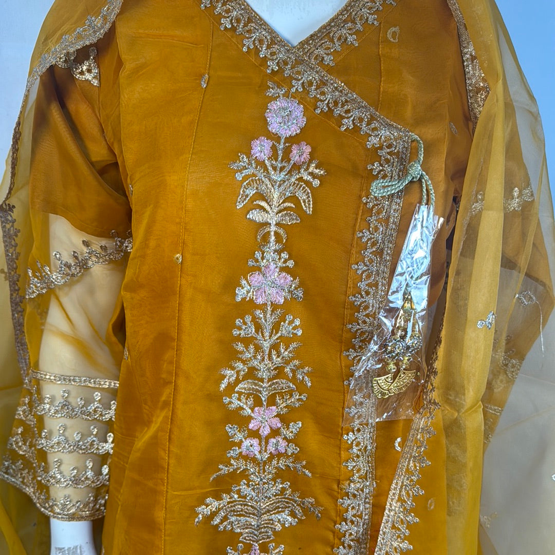 Organza frock Angrakha style suit