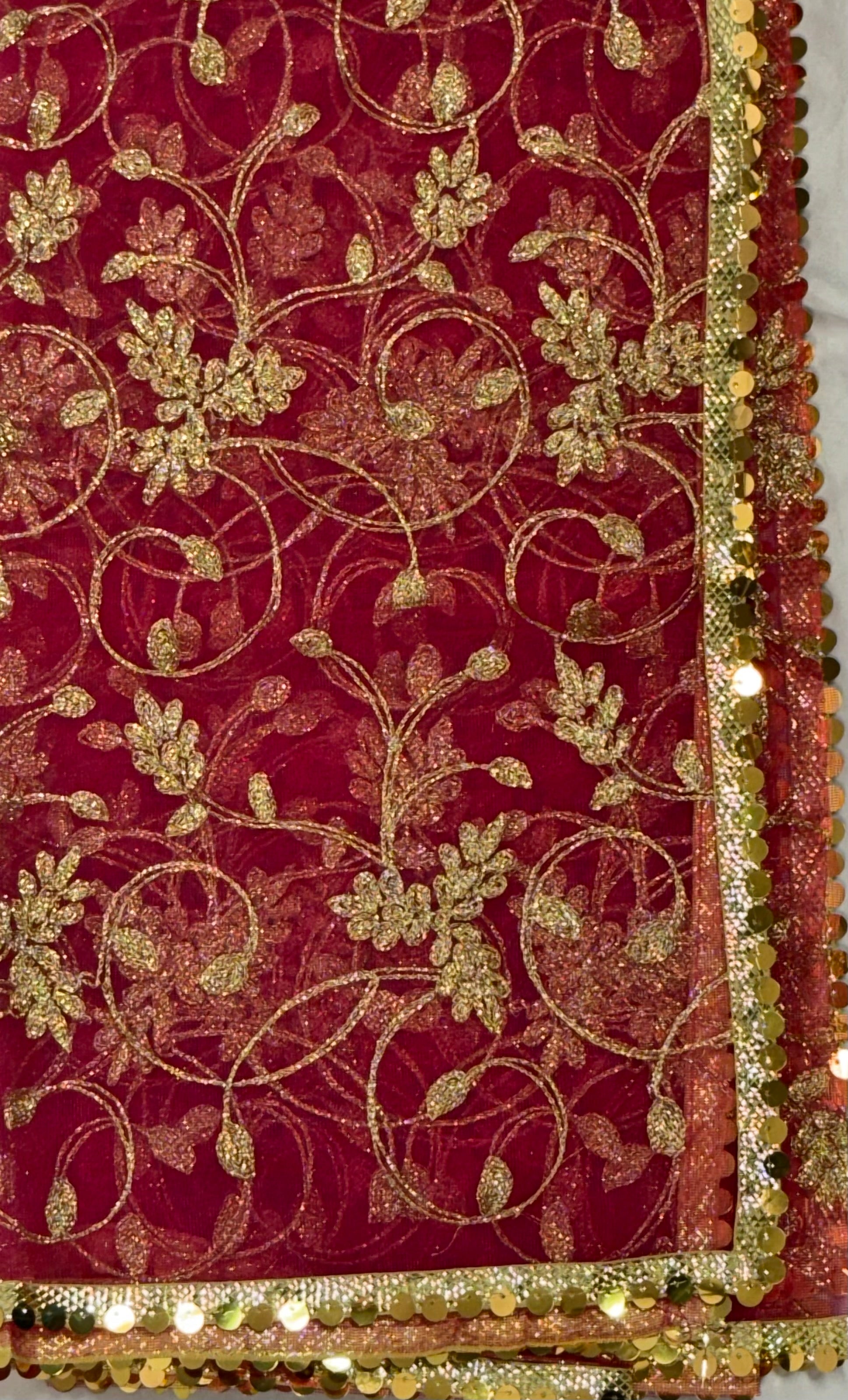 Net Dupptta Persian Pink Colour With Golden Embroidery