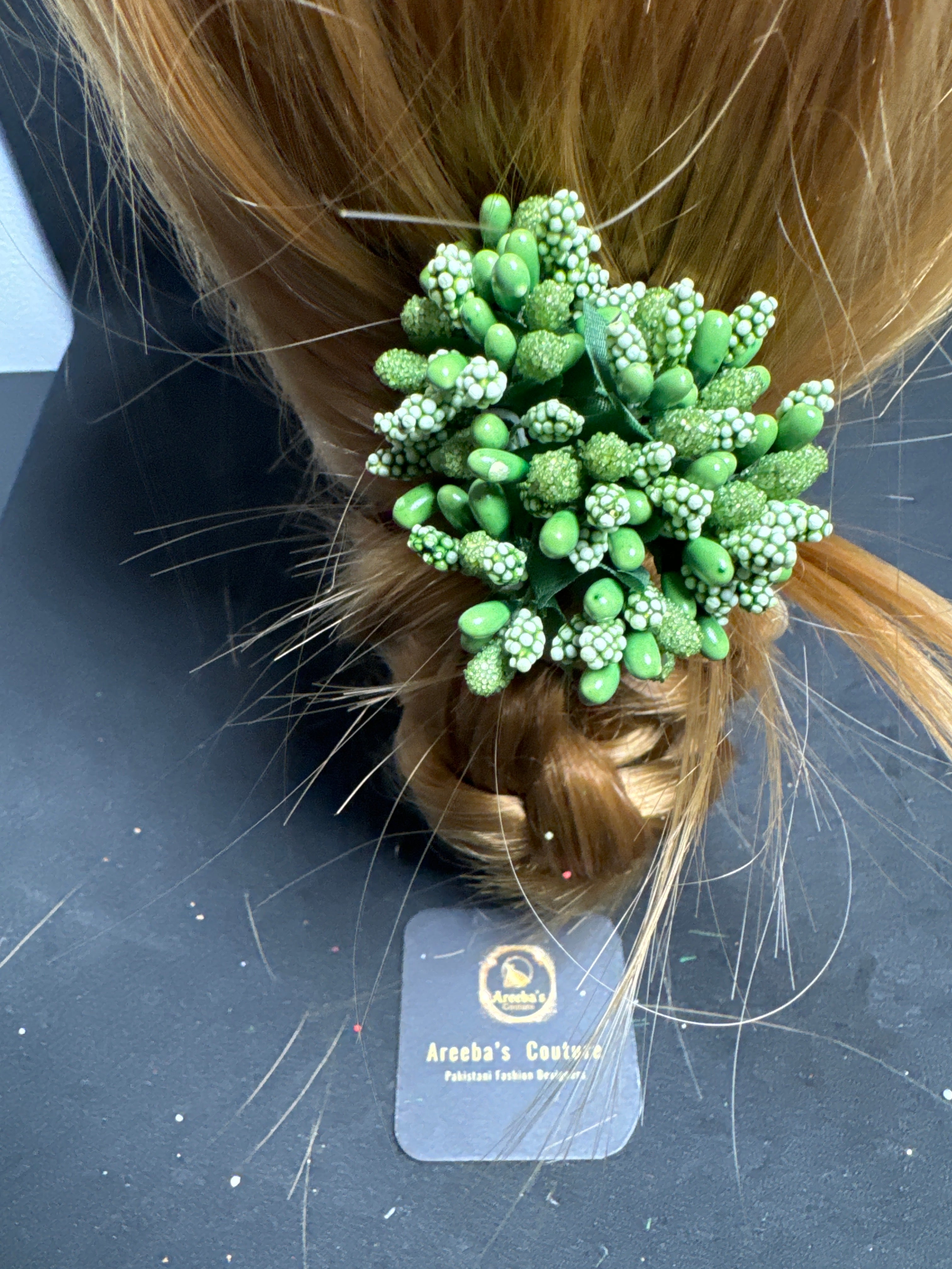 Flower hair pin green