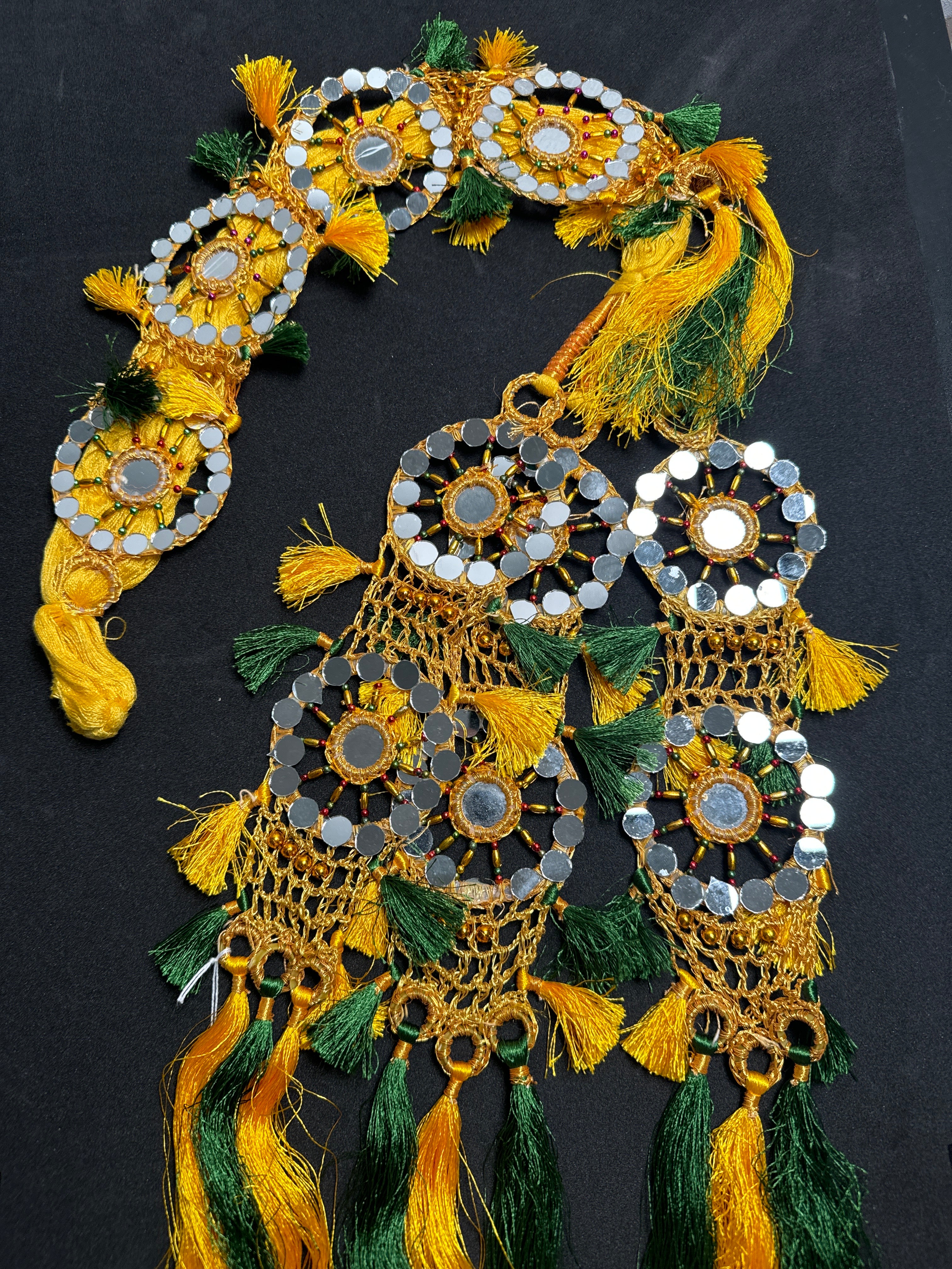 Yellow colour Parranda with  mirror, multi colours beads &  tassels PD96