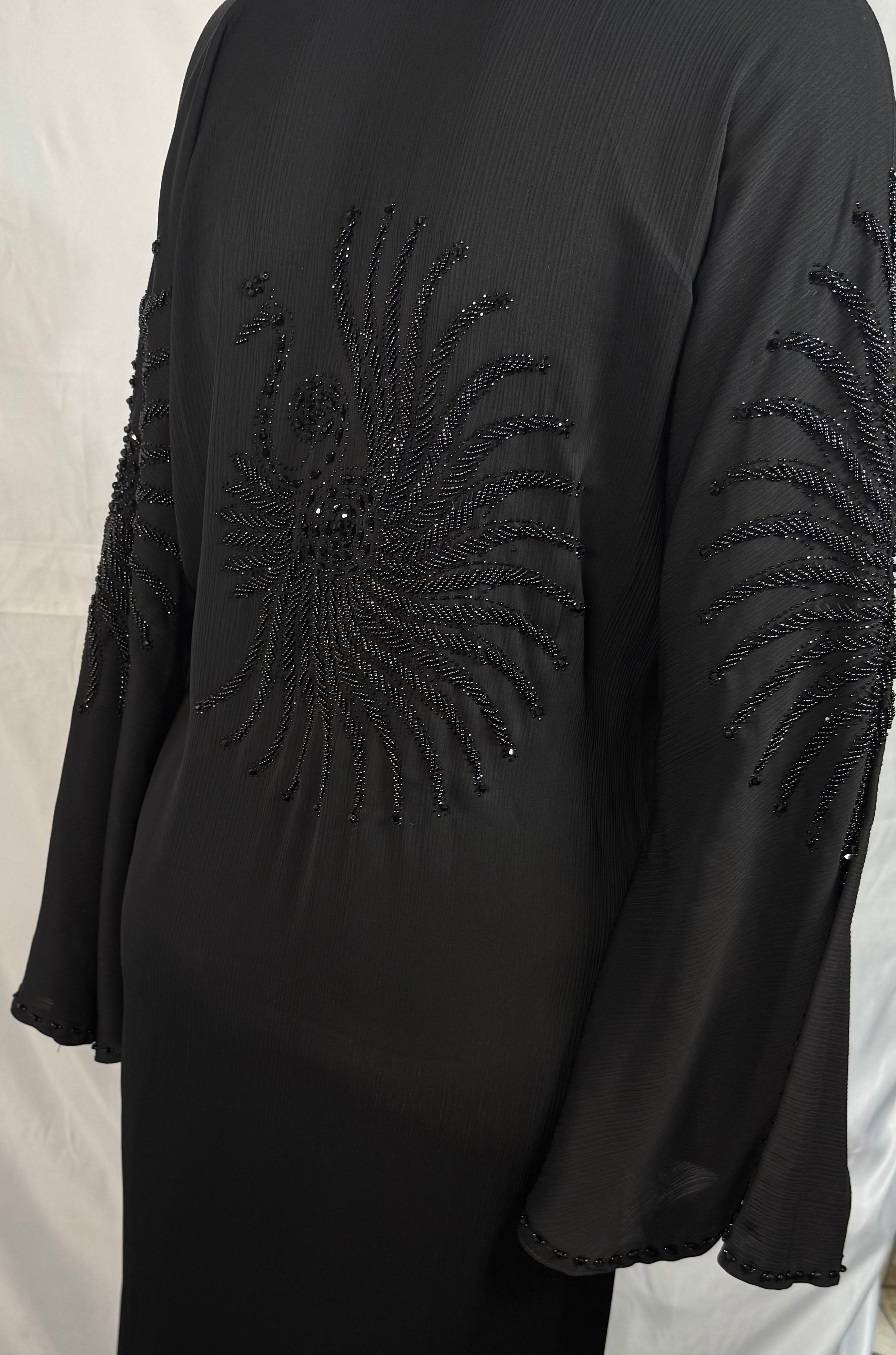 Black Pearls Embroidered Abaya