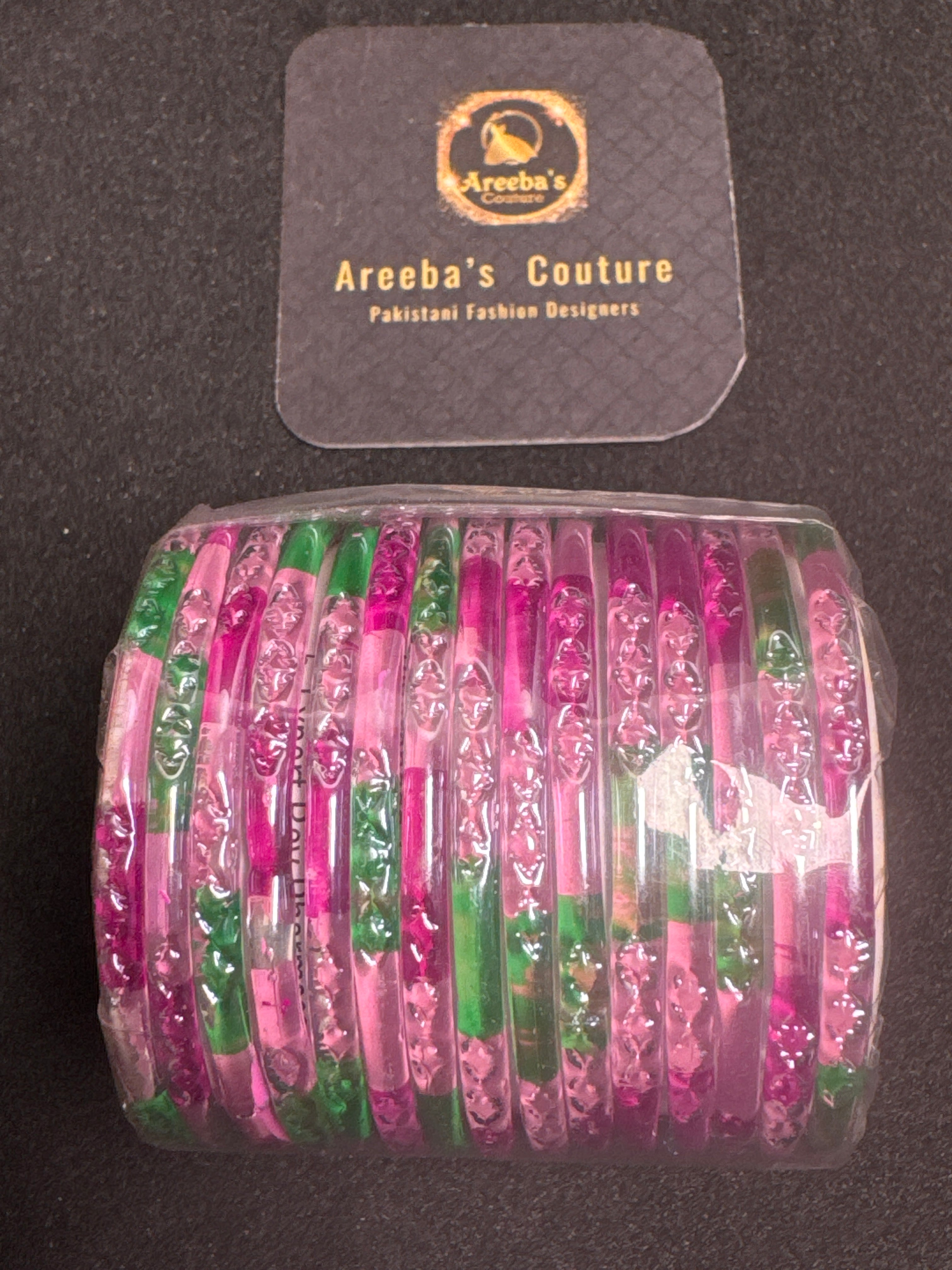 Girls bangles in pink and green A6