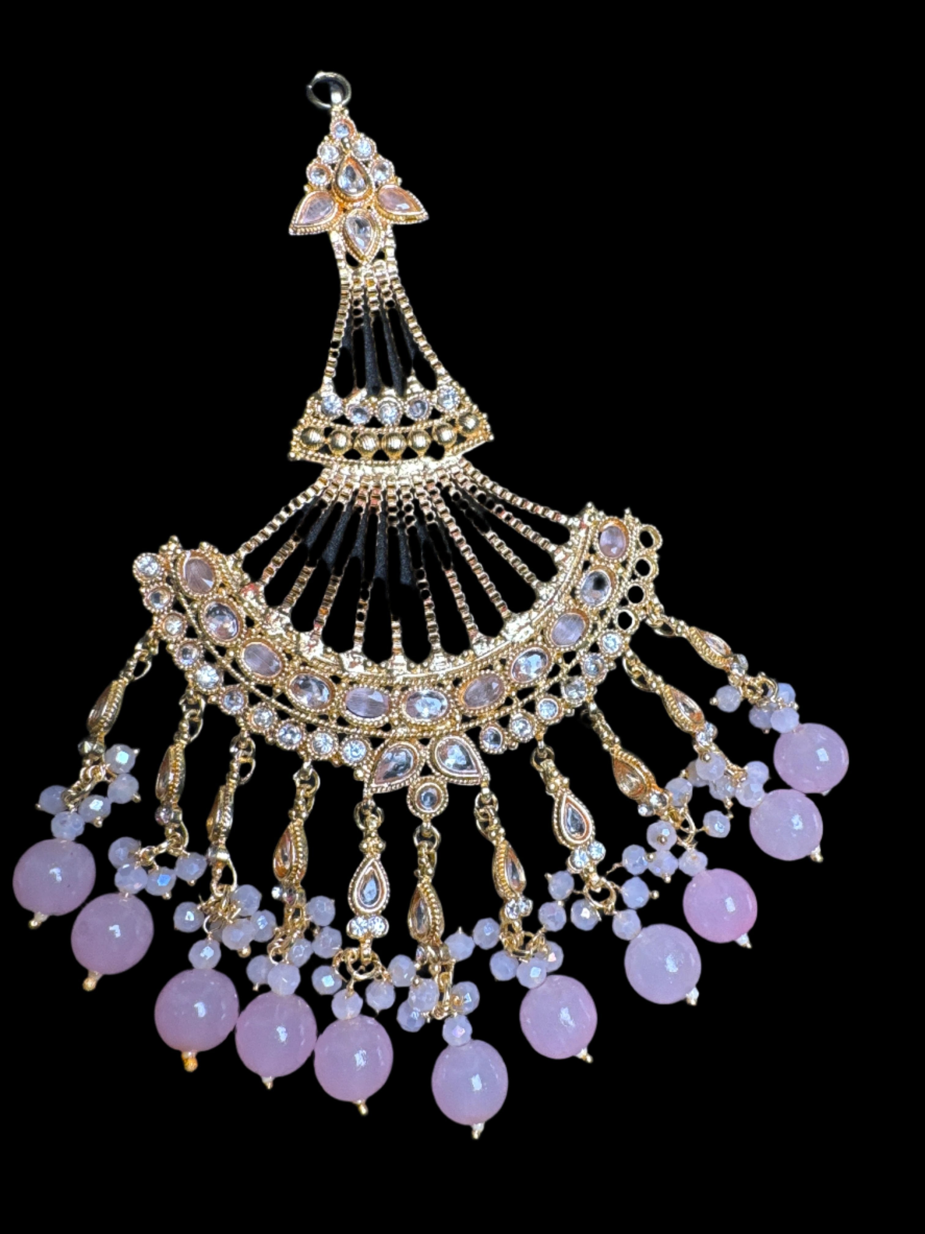 Gold colour Jhumar with pink pearls JM 07