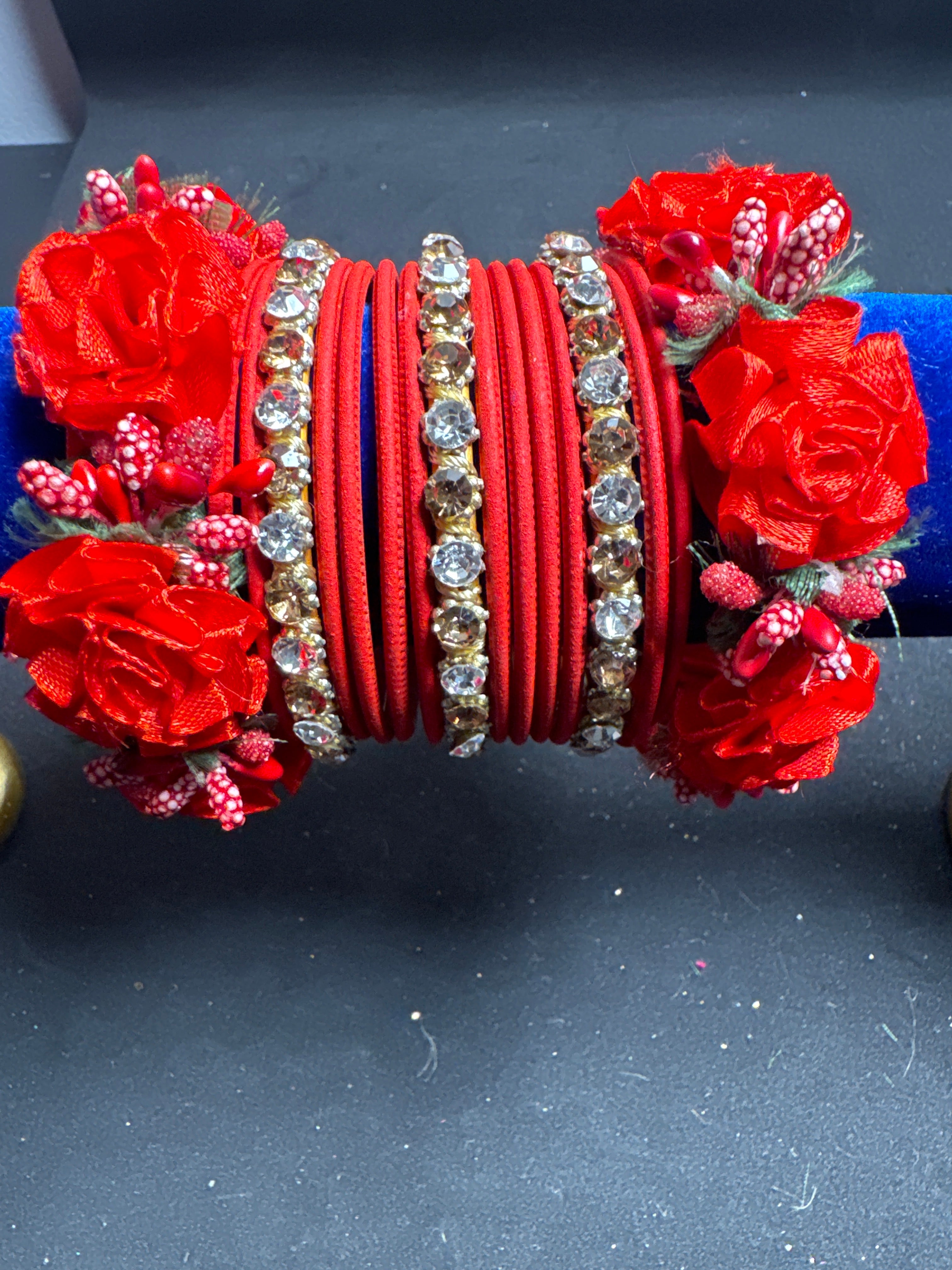 Red gold flower bangles FB36